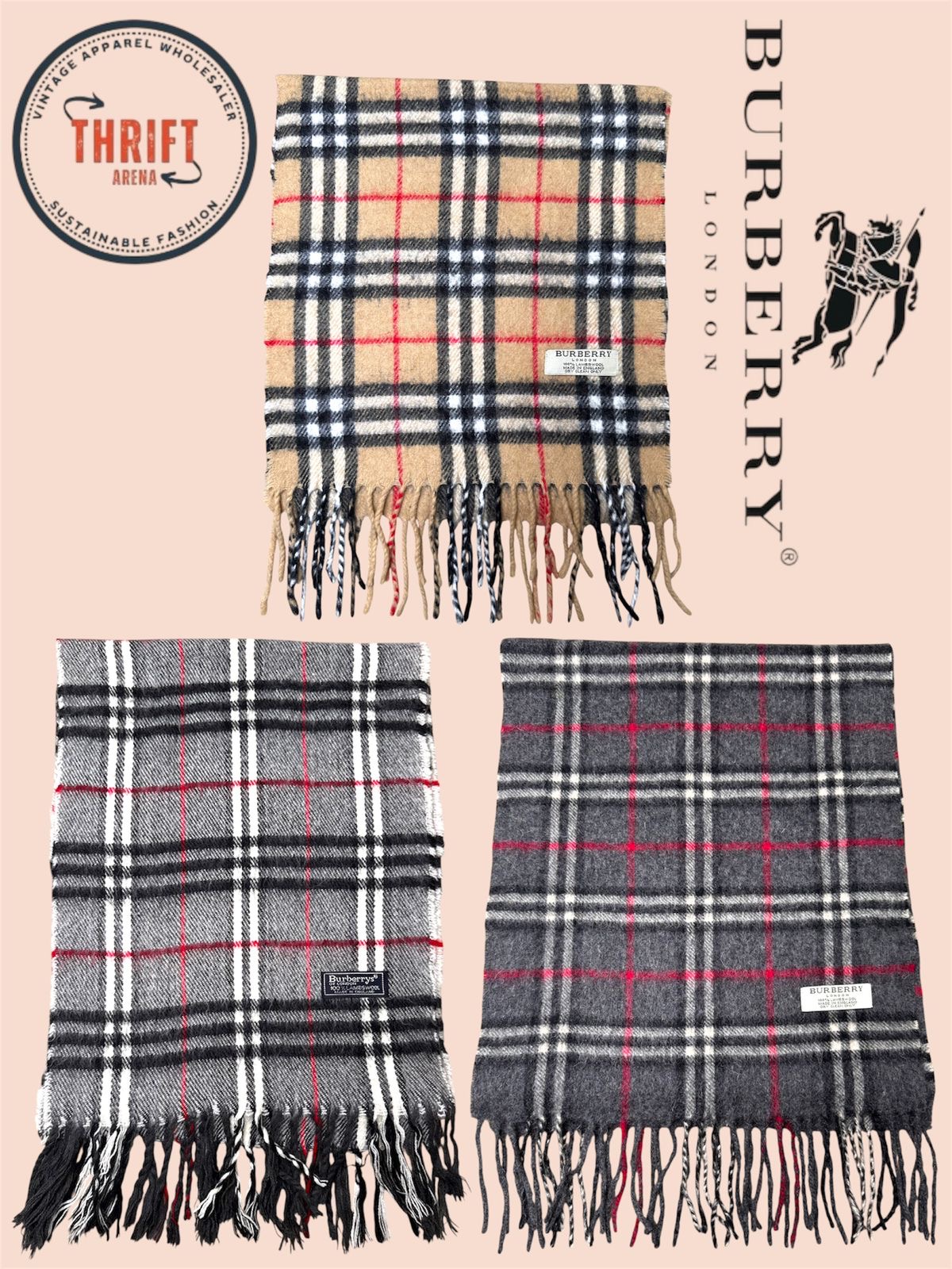 T2030 Burberry Scarves 🧣 100% Autêntico Cashmere/Lã