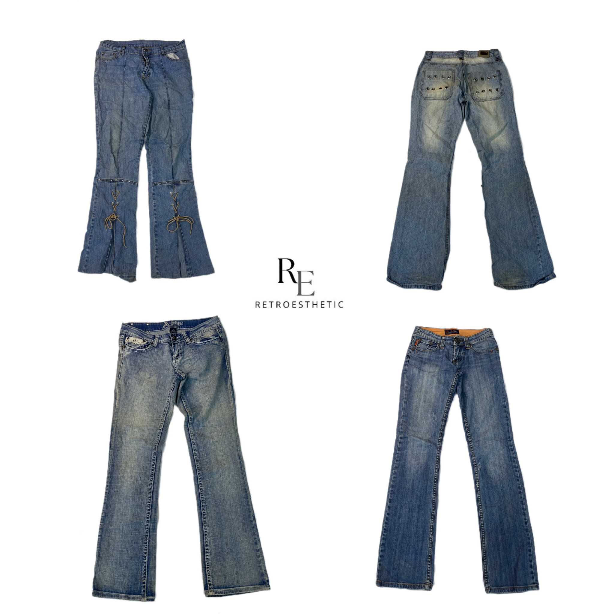 Y2K Unique Flared Denim jeans RE-2401