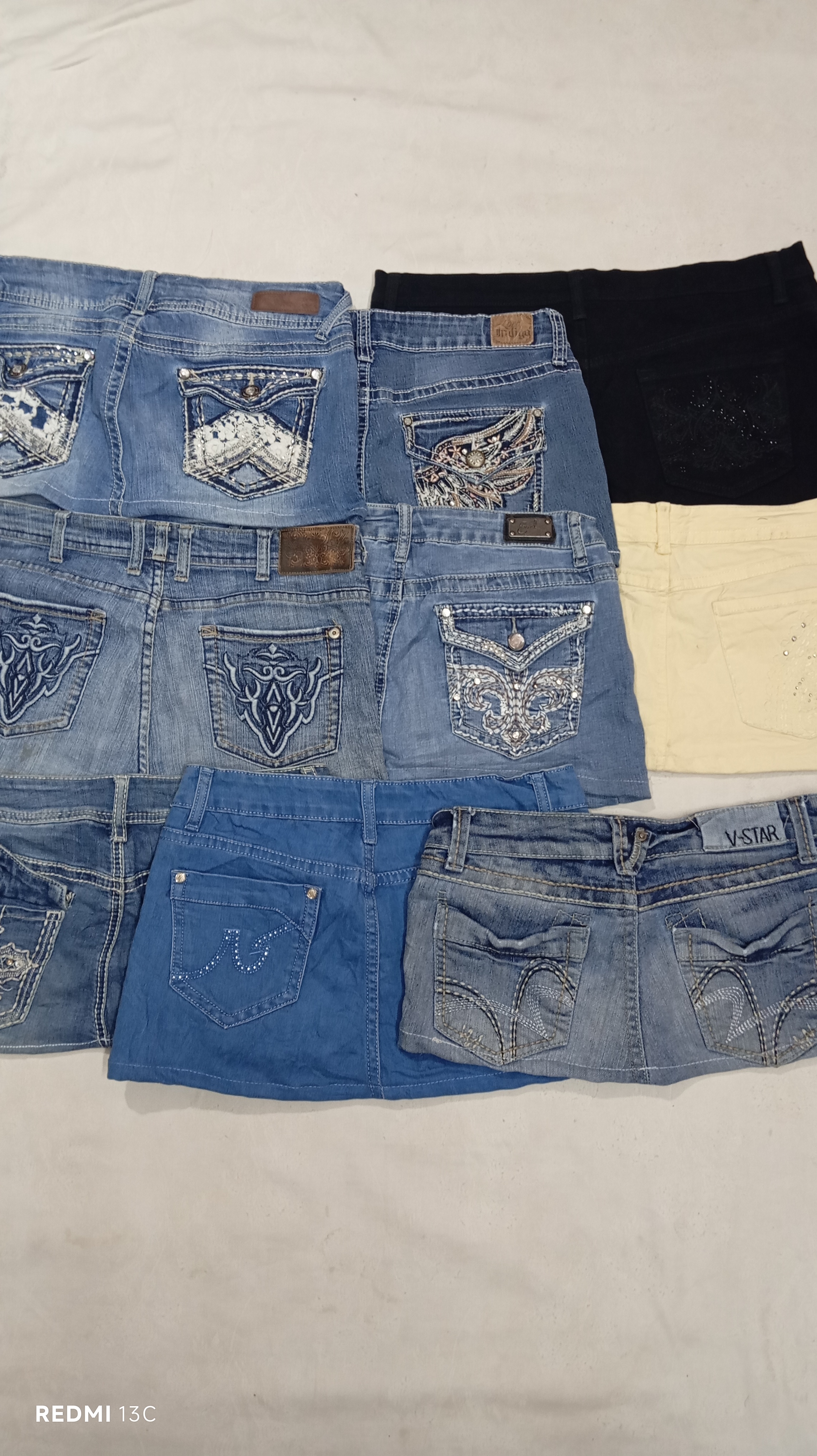 Denim mini skirts