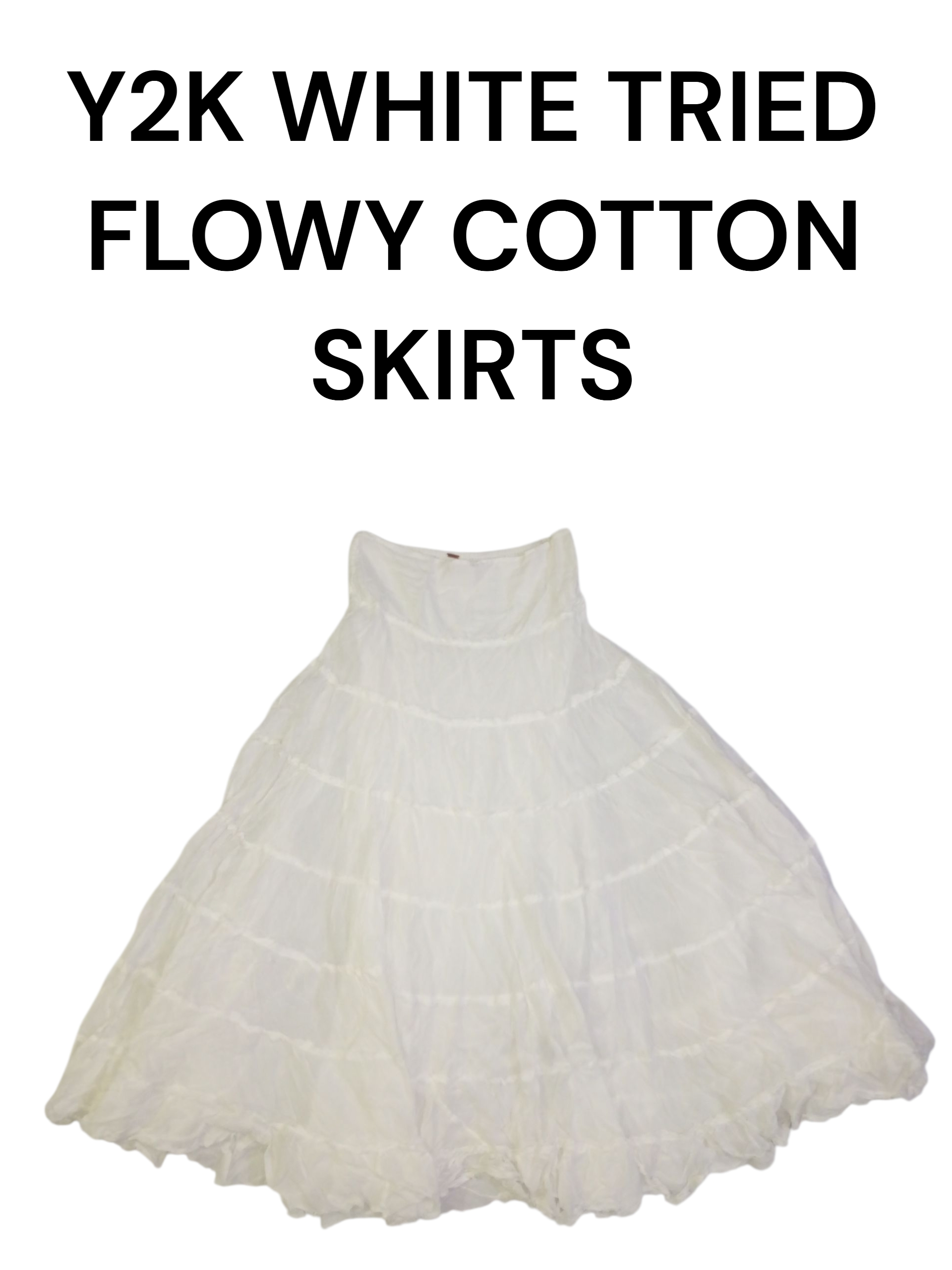 Y2K WHITE TRIED FLOWY COTTON SKIRTS