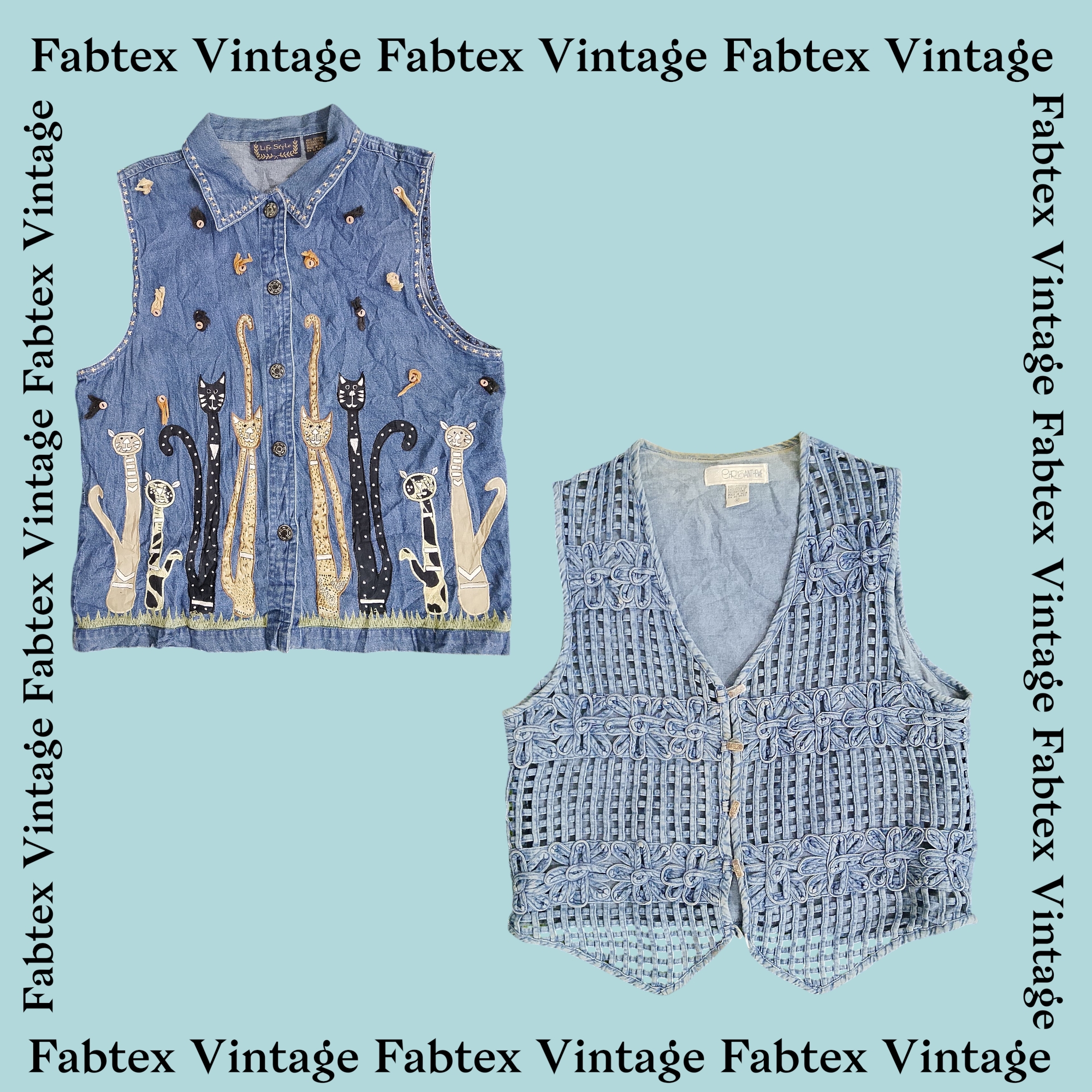 (FV-352) Y2K Denim Waistcoat