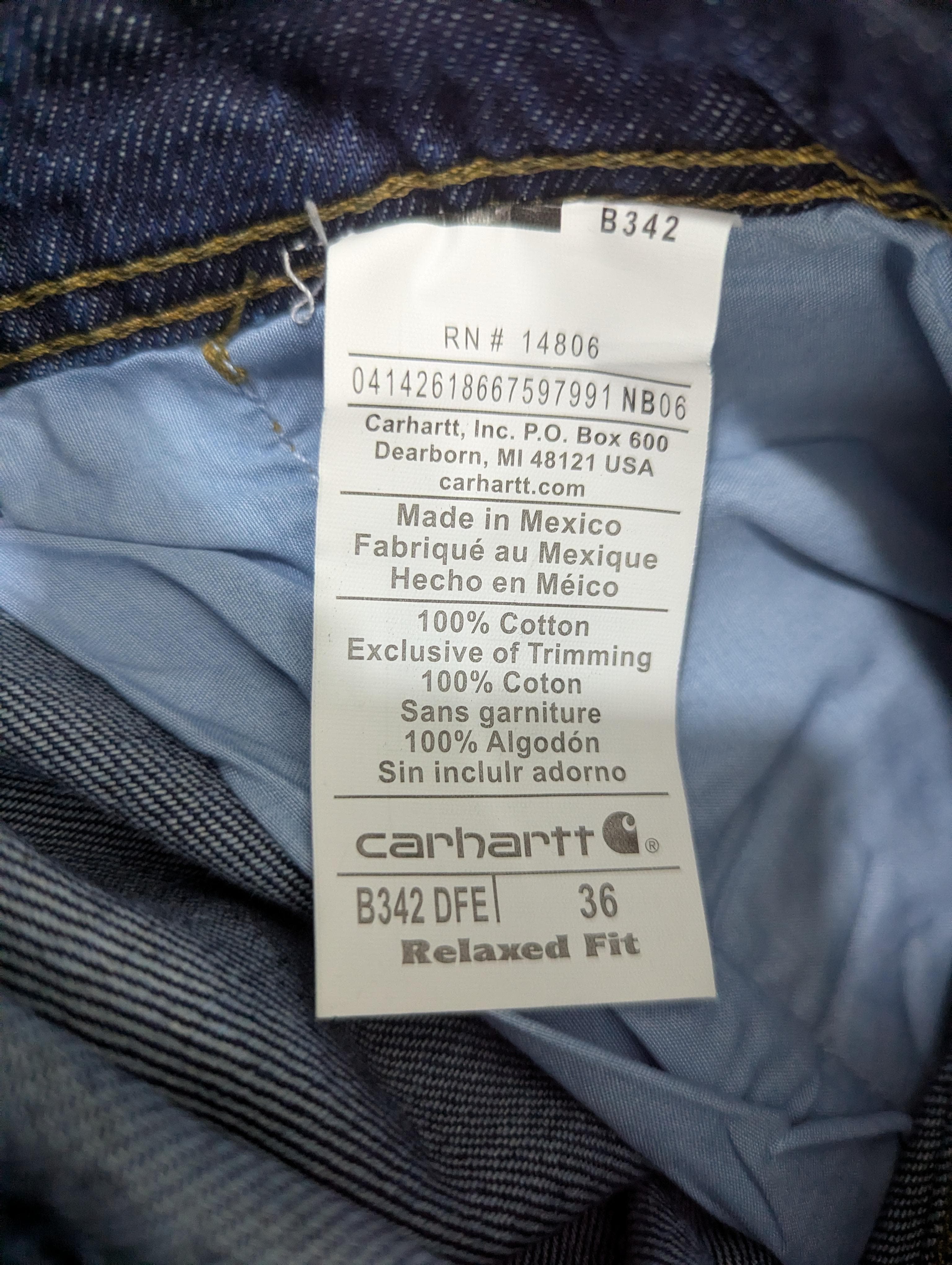 Calças Rework Estilo de Um Único Joelho Carhartt Azul Escuro Vintage