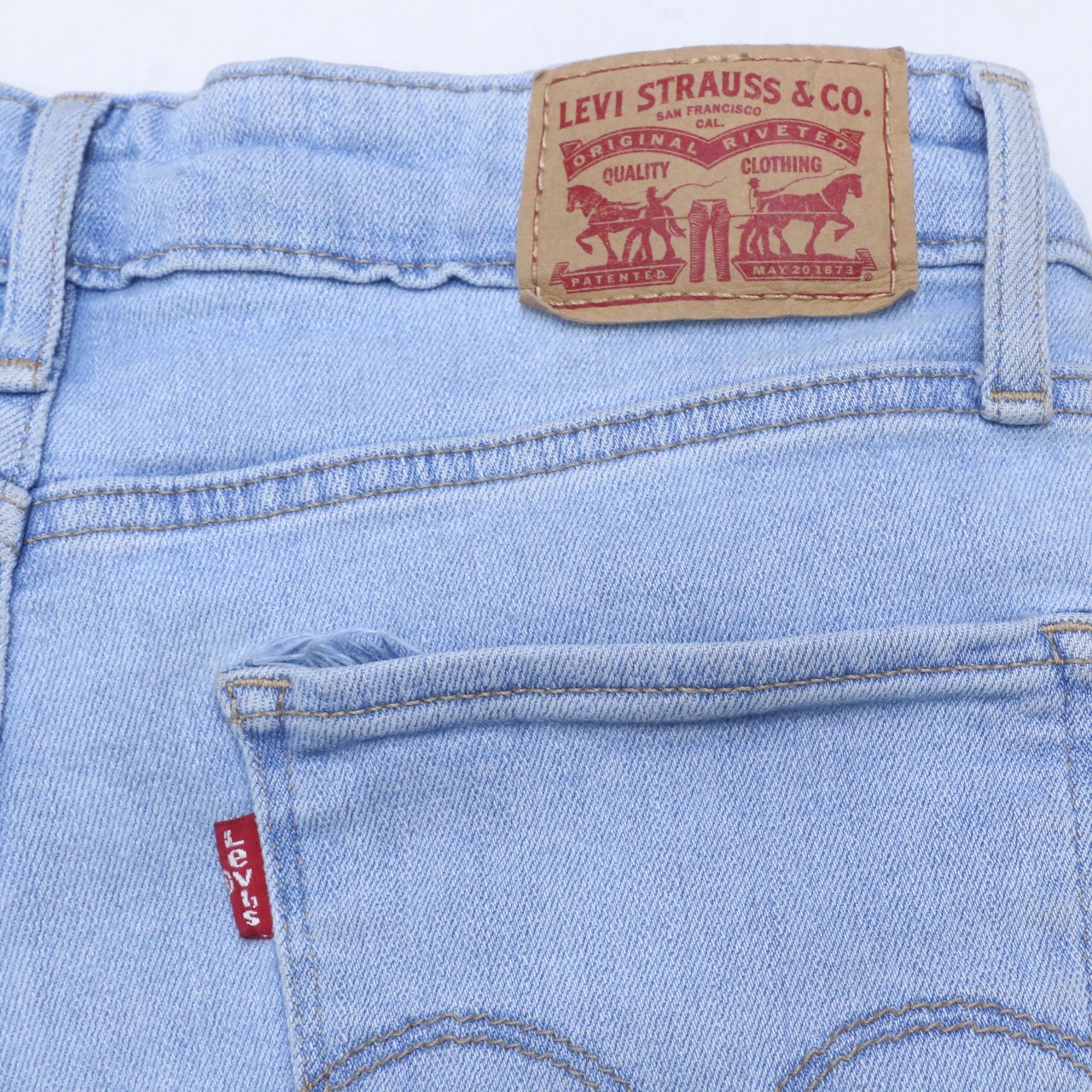 CR703 Upcycled Ponchu Patch Denim Shorts