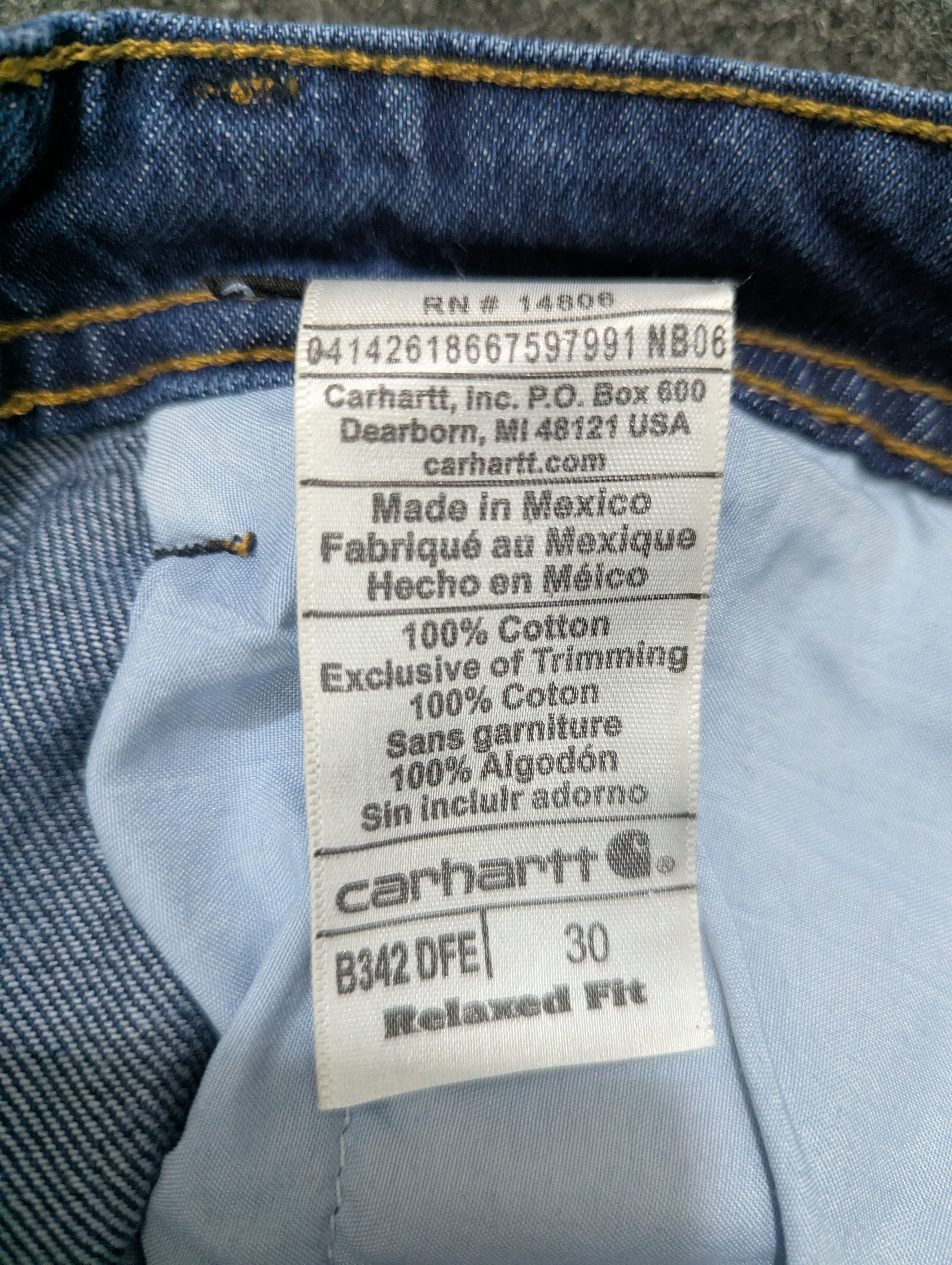 Calças Vintage Carhartt Azuis de Estilo Rework com Duplo Joelho