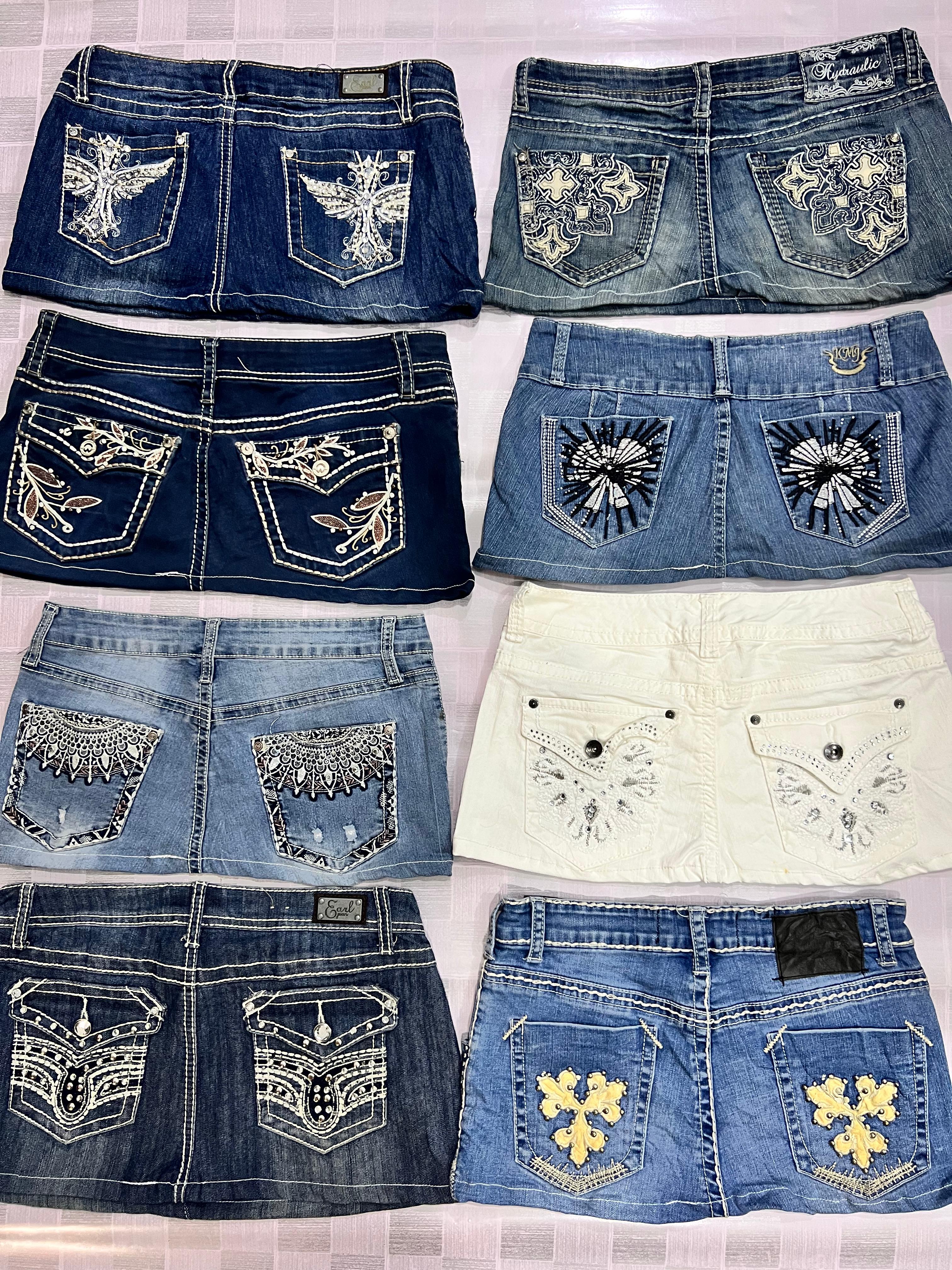Y2K Upcycled Ladies Embellished Mini Skirts