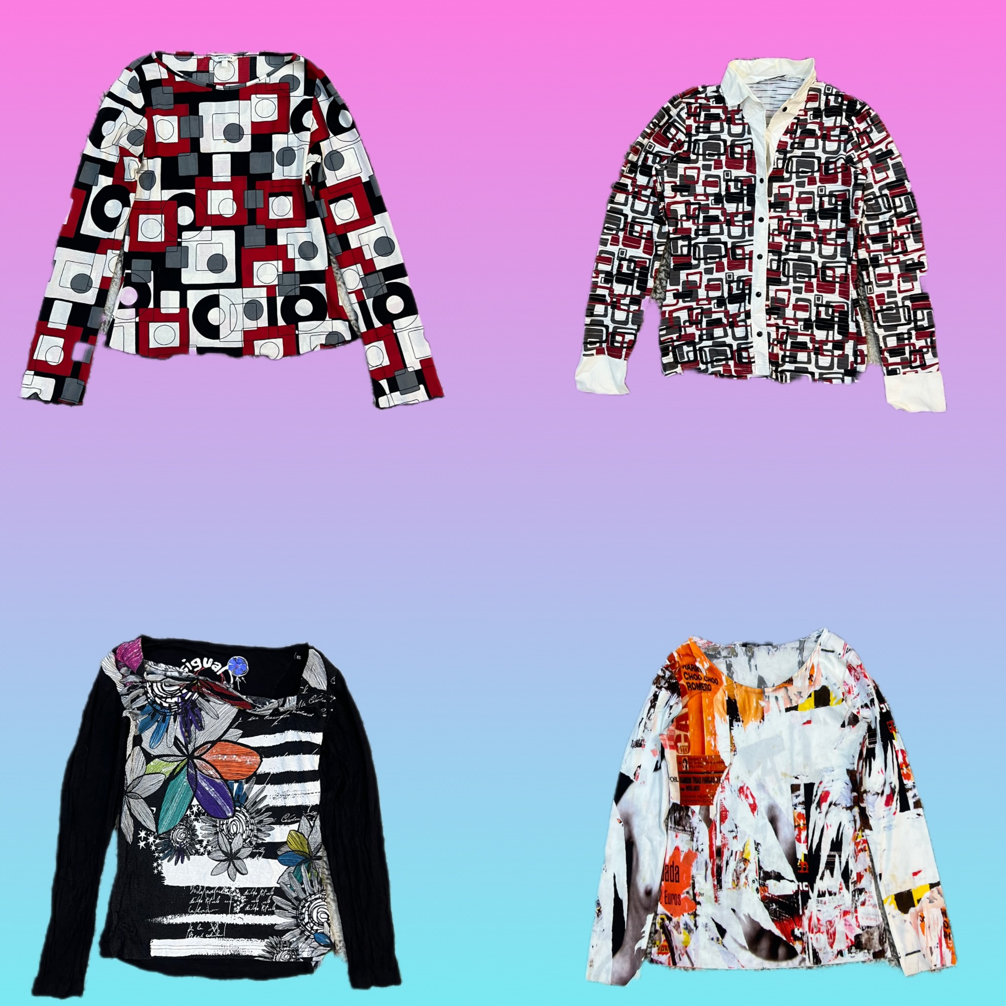 Estilo retro Y2K, blusas de manga larga (TH -039)