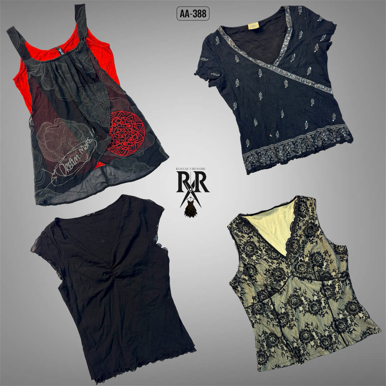 Y2K All Black Rave Ärmellose Tops (AA-388)