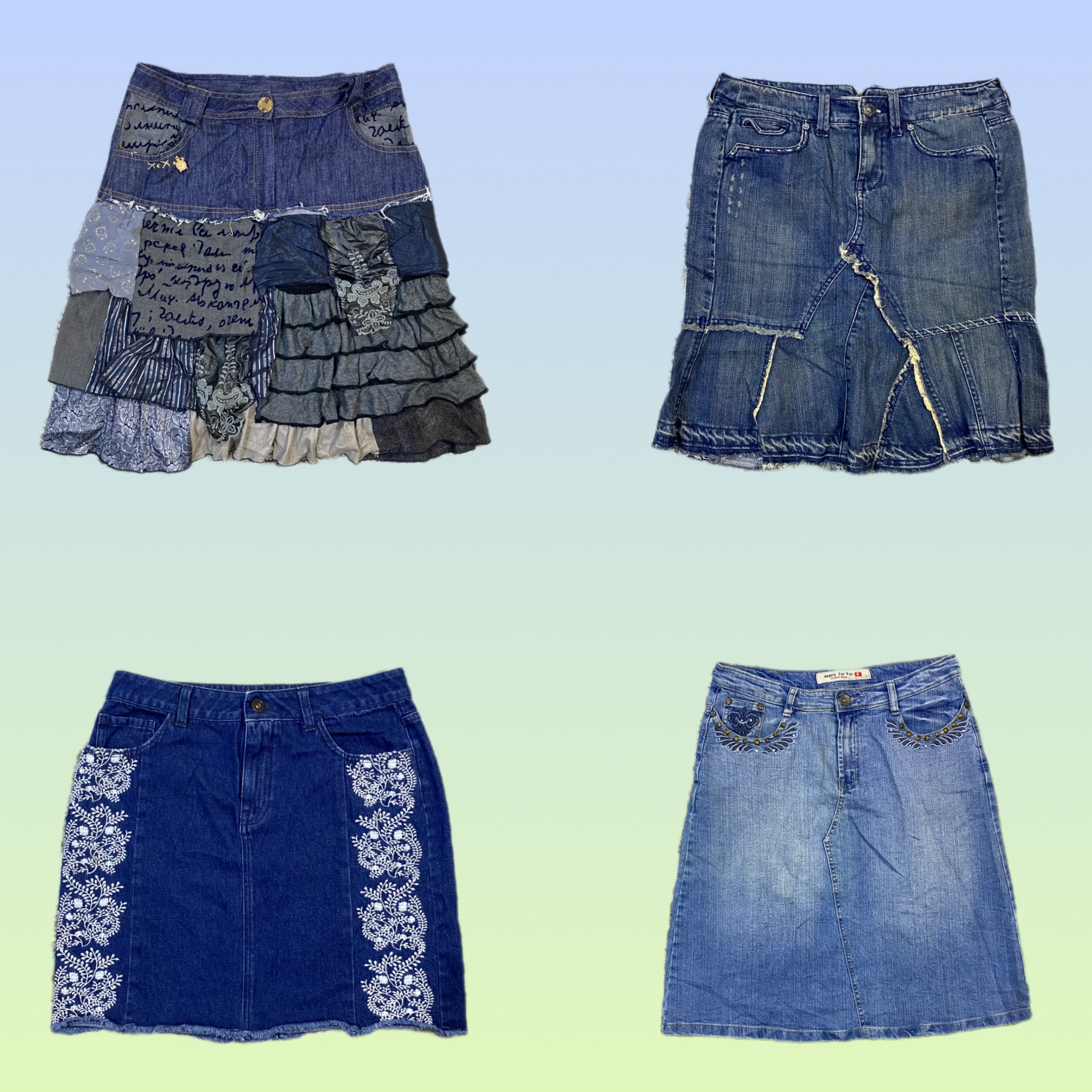 Y2K Unique Denim midi Sirts (TS-1390)