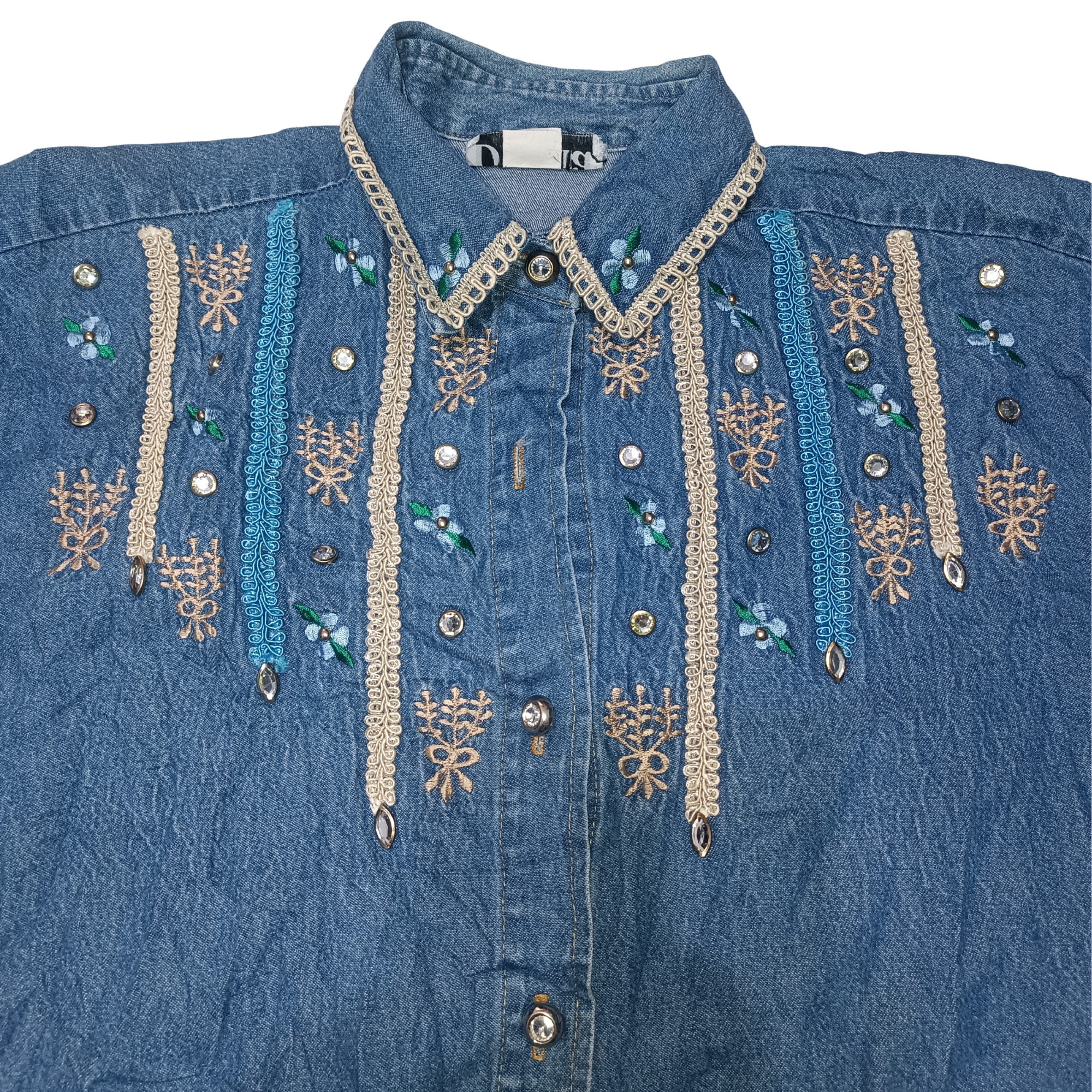 women denim embroidered shirt