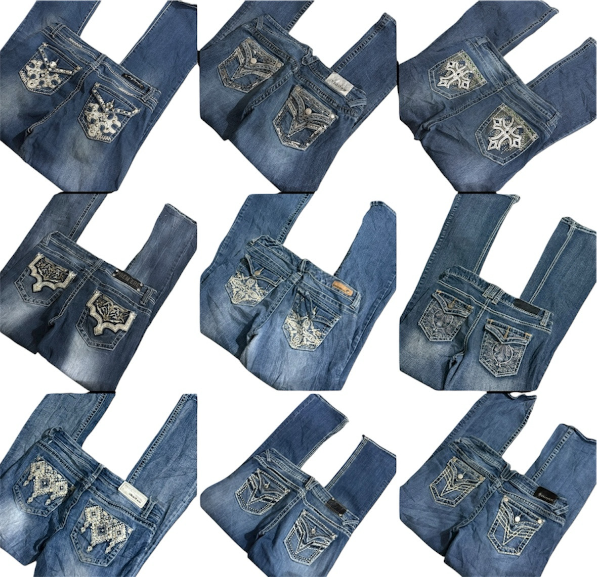 Y2K LADIS STONE HEAVY POCKET AND FAT THREAD JEANS