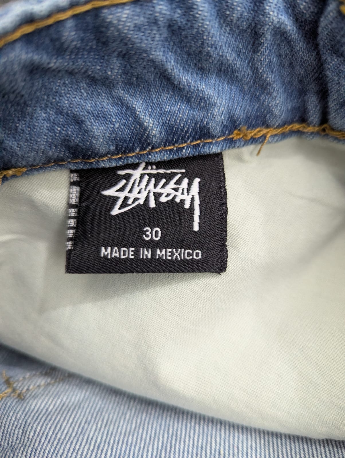 Pantalons en style rework imprimés bleu clair Stussy