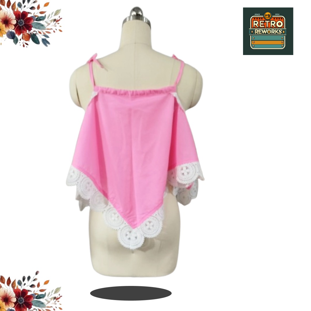 Top in cotone riciclato e pizzo