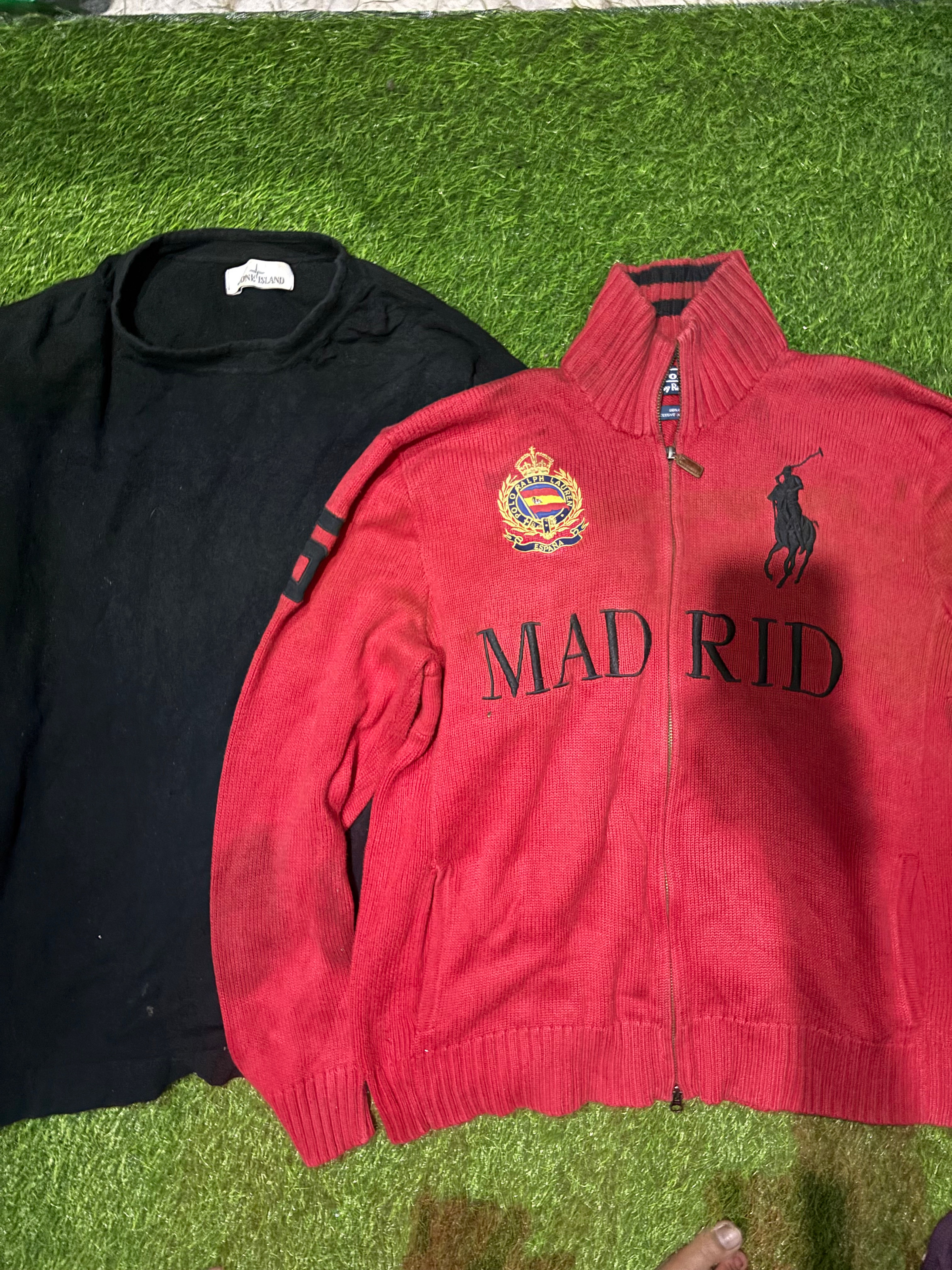 Maglione Stone Island e giacca Polo Ralph Lauren big pony