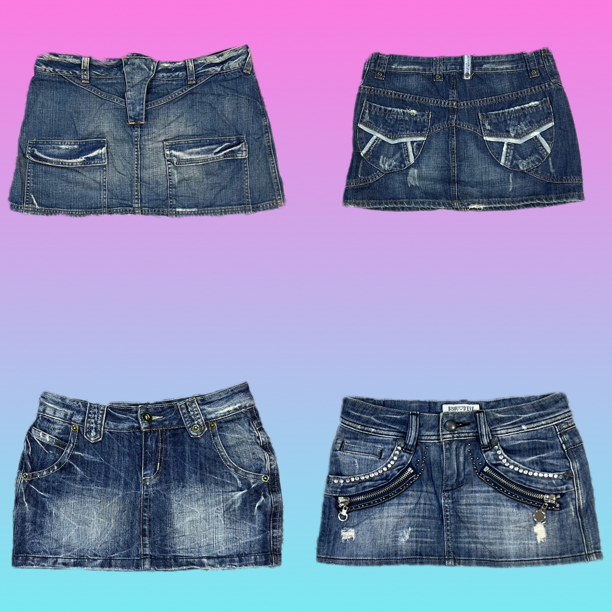 Gonne mini in denim uniche Y2K (TH-050)