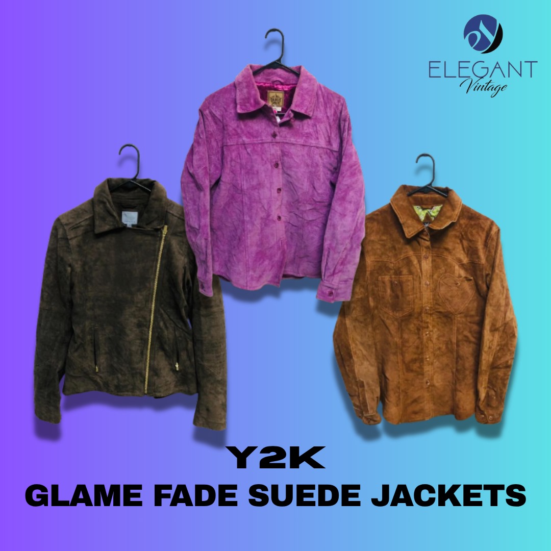 Y2K Glame Fade Suede Jackets - EV1187