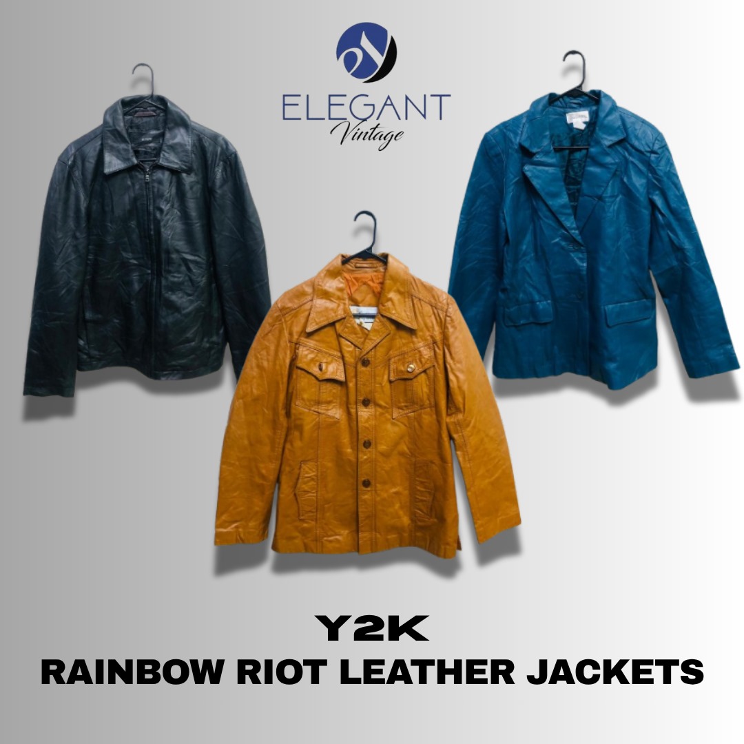 Jaquetas de Couro Y2K Rainbow Riot - EV1192