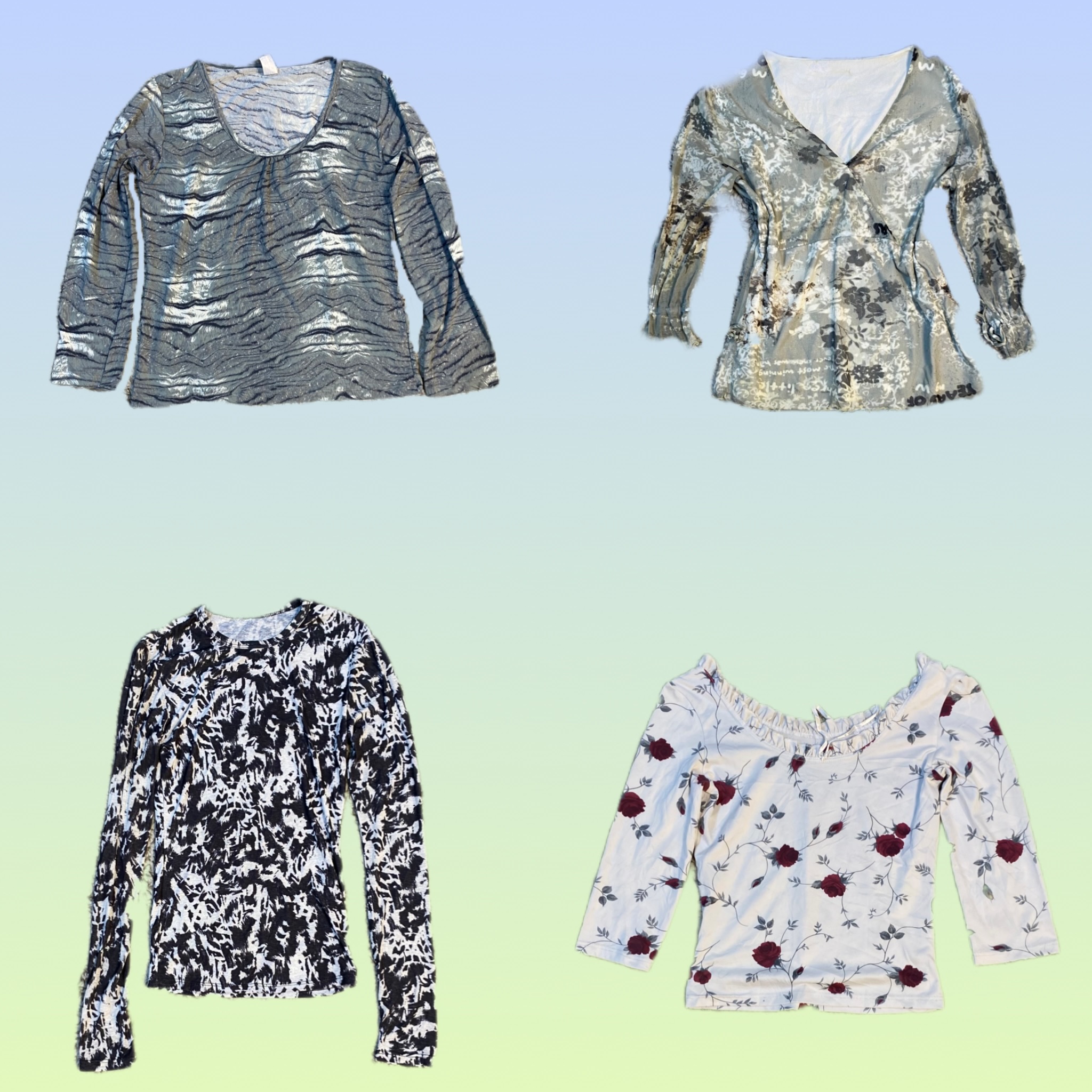 Tops de Manga Larga de Malla Y2K (TS-1398)