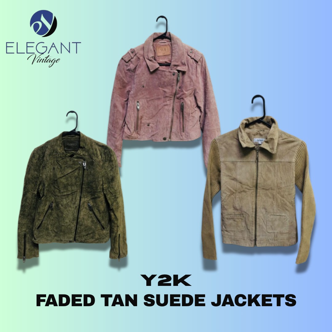 Y2K Faded Tan Suede Jackets - EV1204