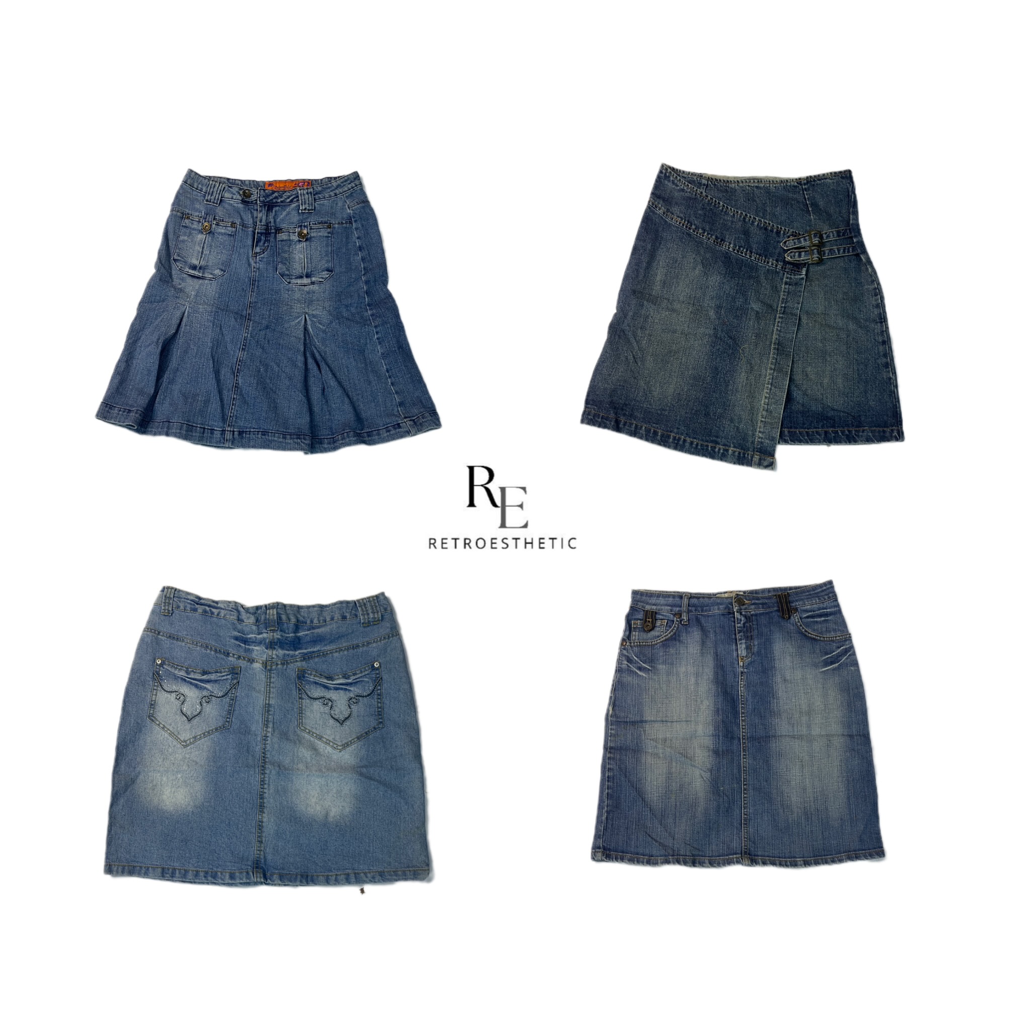 Y2K Cyber Girl Denim Midi Skirt RE-2408