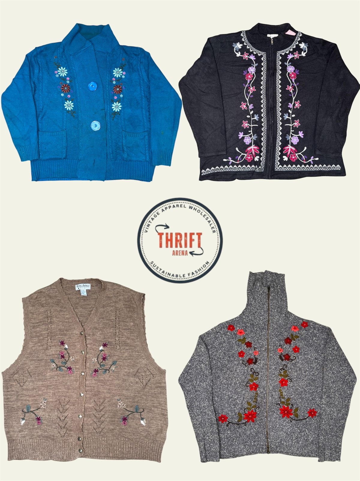 Y2K / ヴィンテージレトロフローラルニット (E)