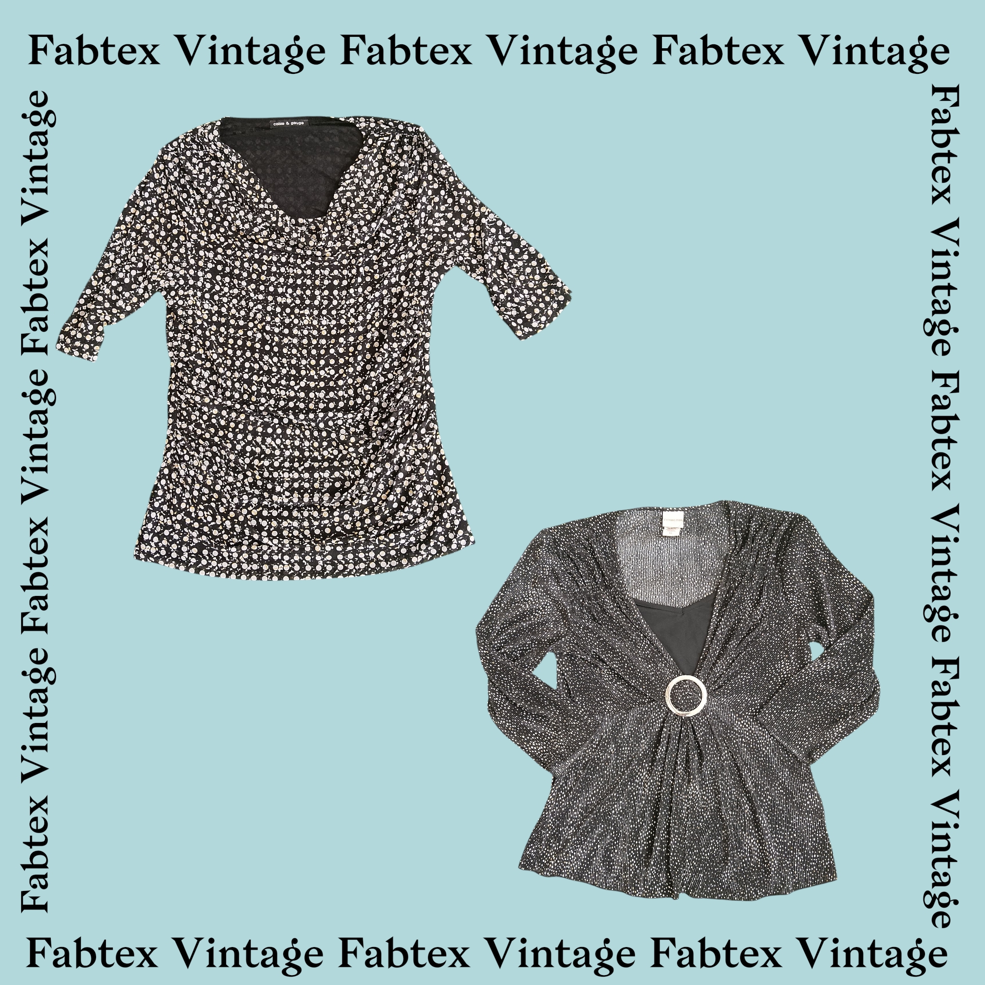 (FV-368) Top a pois in bianco e nero estetica Y2K