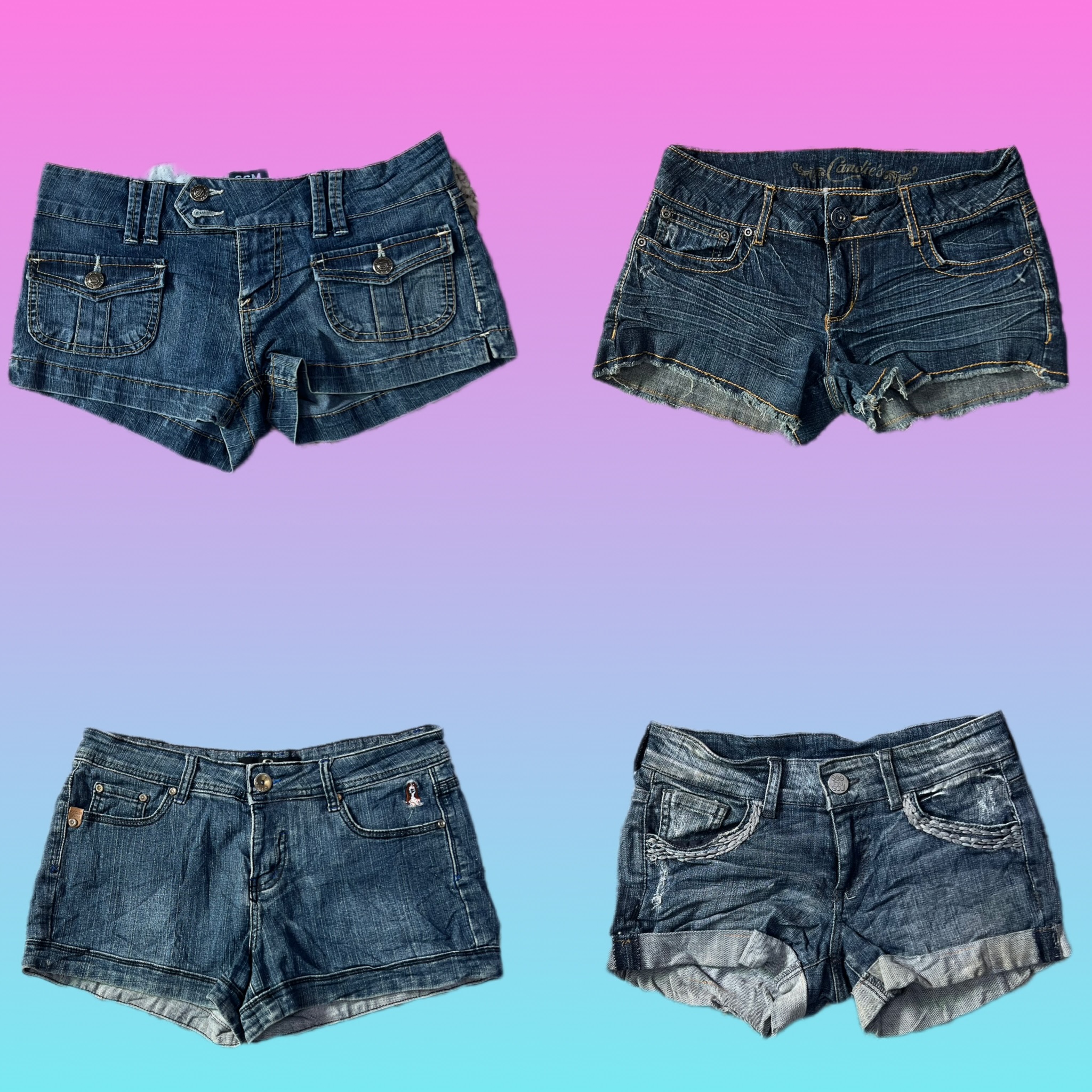 Y2K UTガールデニムミニショーツ (TH-051)