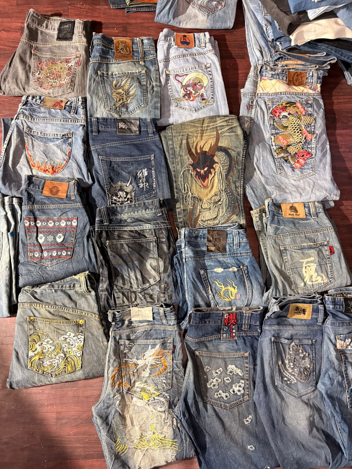 Japanese embroidered branded jeans