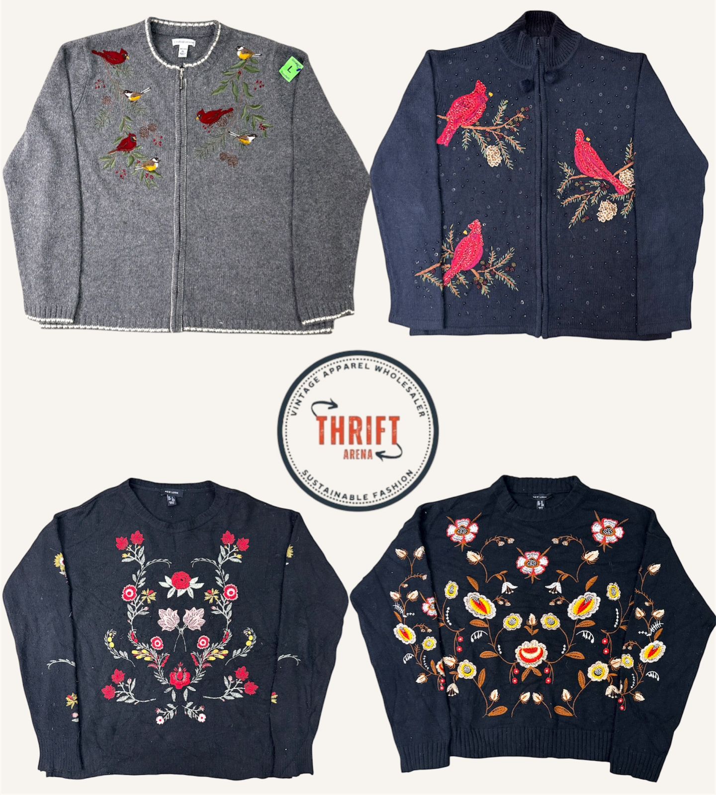 Y2K 90s Floral Embroidered Knitwear and Sweater