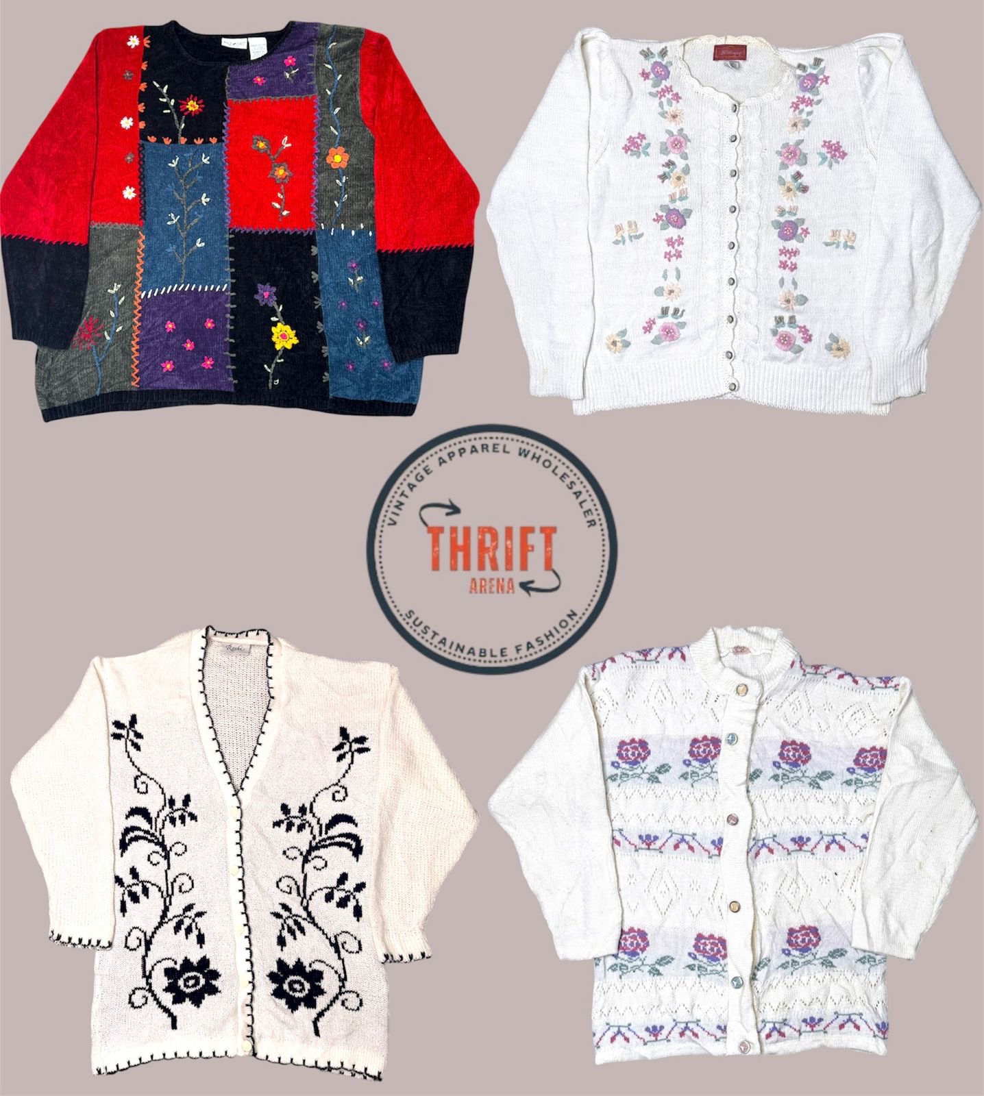 90s ヴィンテージ 刺繍 フローラル ニットウェア