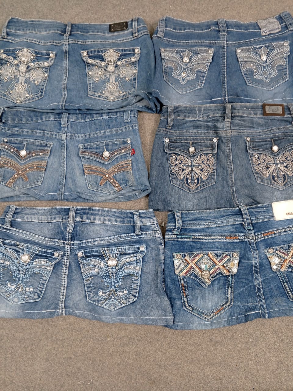 HD1220 Ladies Upcycled Y2K Denim Micro Mini Skirts