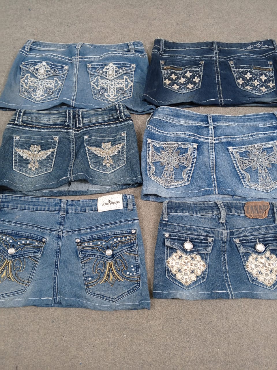 HD1219 Ladies Upcycled Y2K Denim Micro Mini Skirts