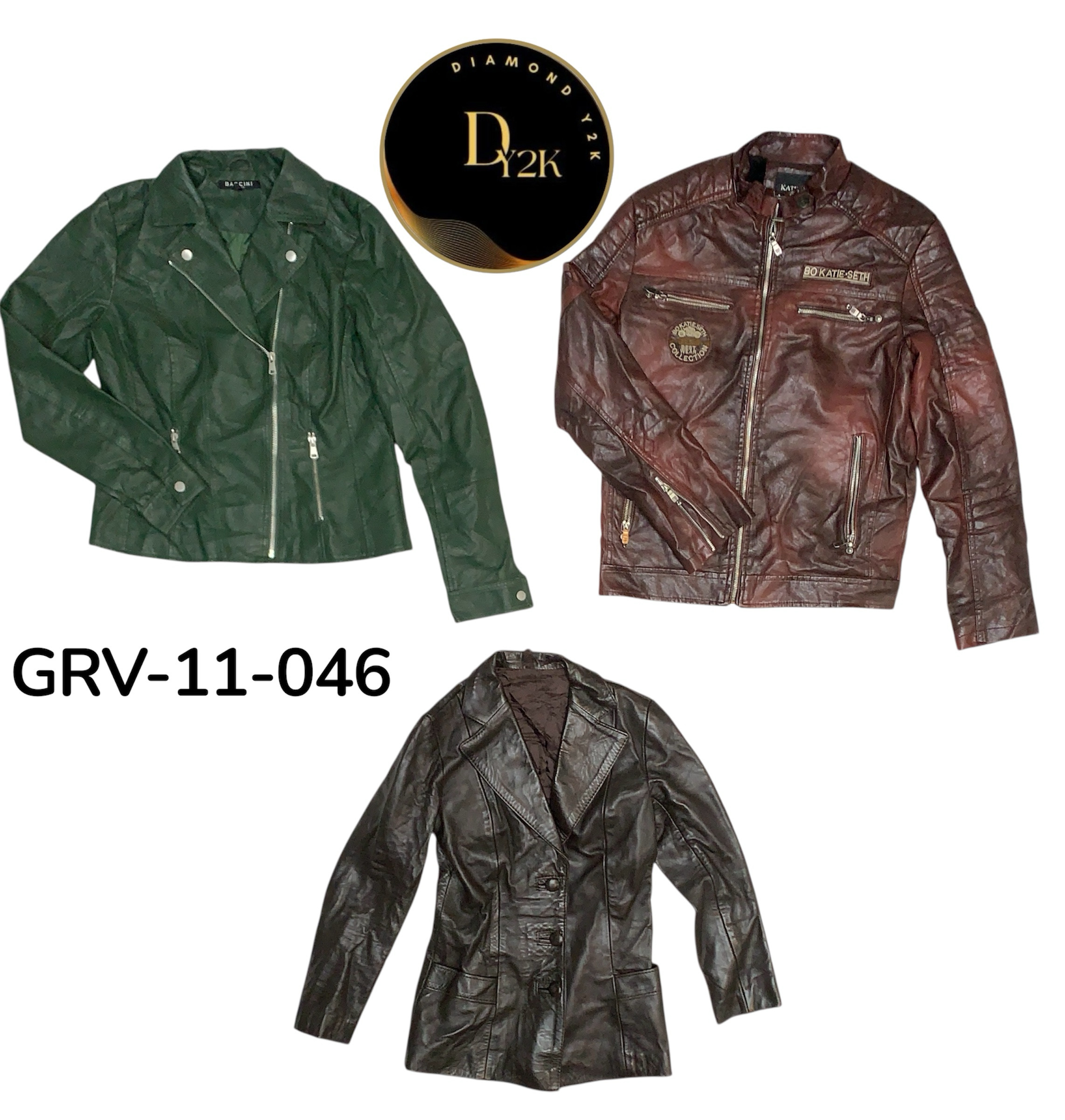 ヴィンテージ クロップド レザー ジャケット – 00年代 クラブウェア リバイバル (GRV-11-046)