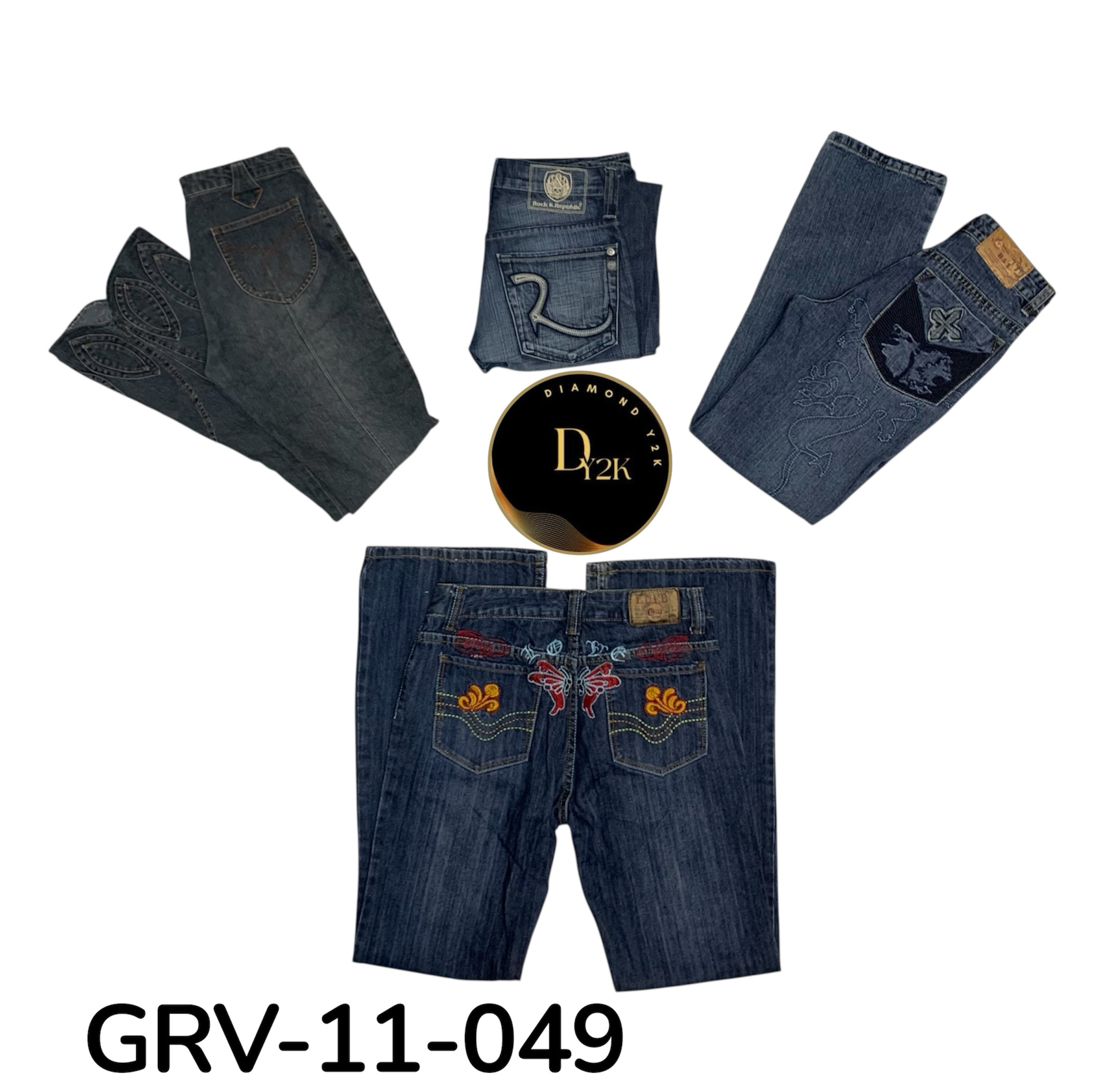 ビンテージY2Kフレアジーンズ – レトロローライズデニム美学(GRV-11-049)