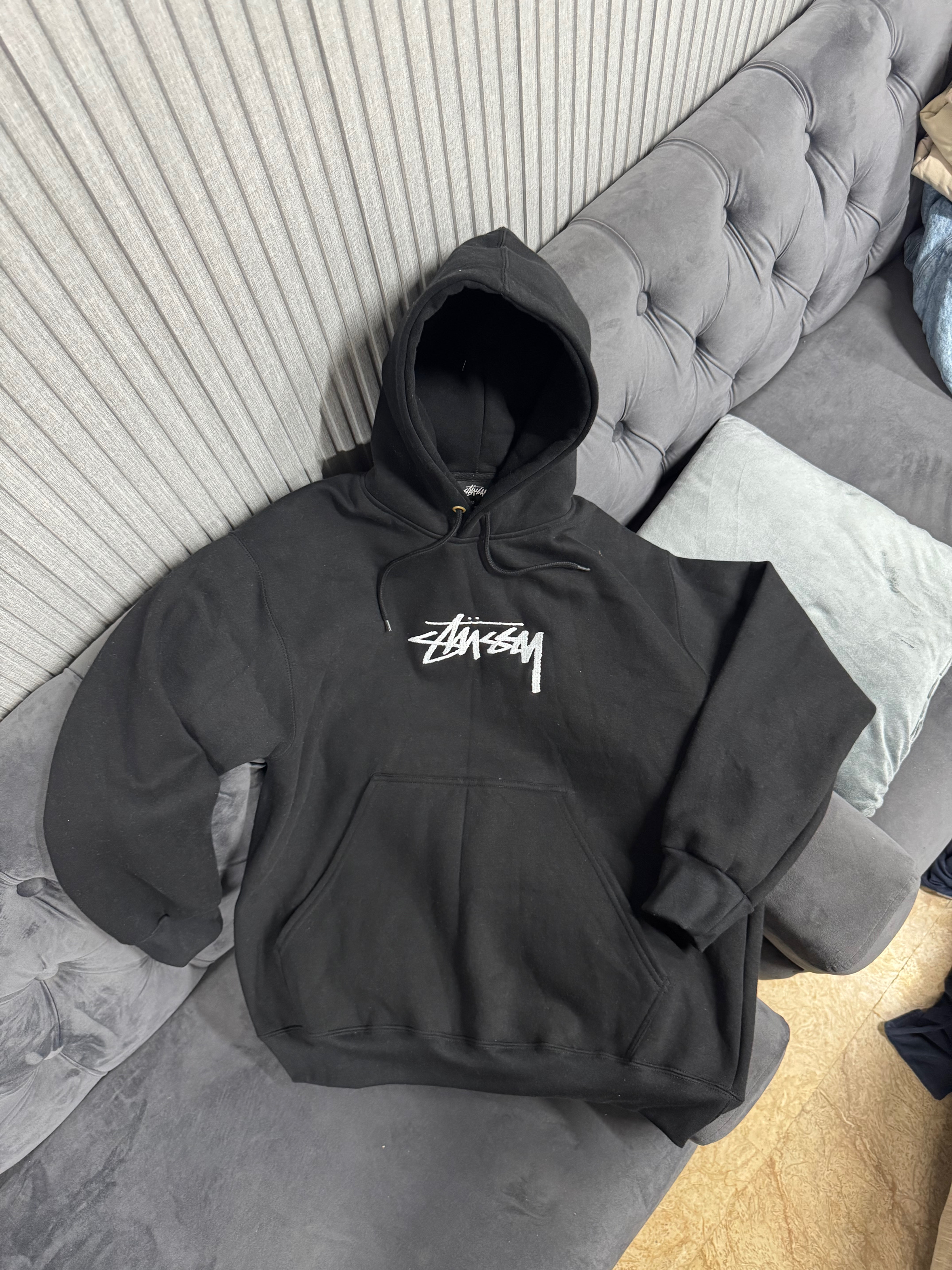 Rework style black stussy hoodies