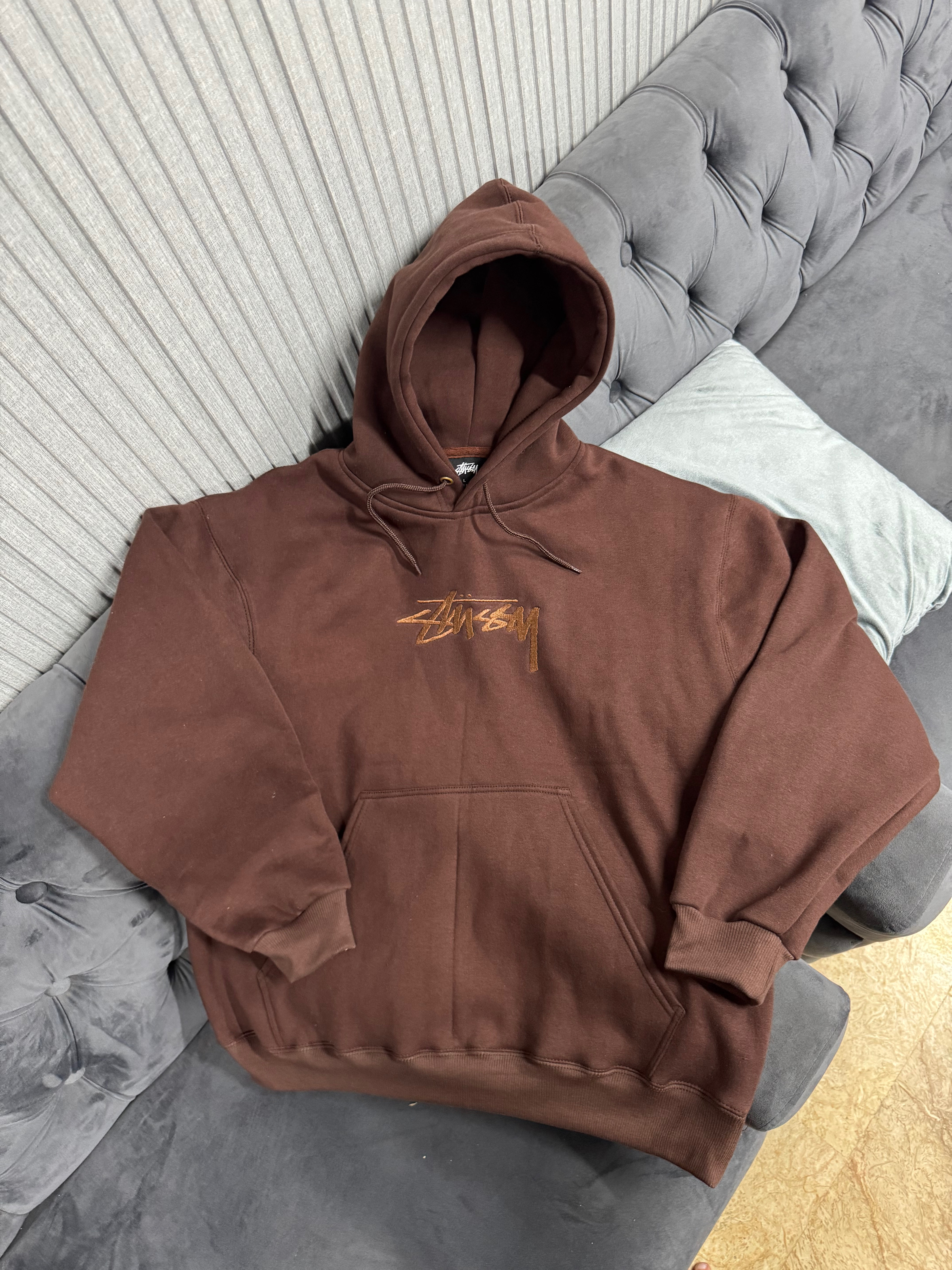 Rework style brown stussy hoodies