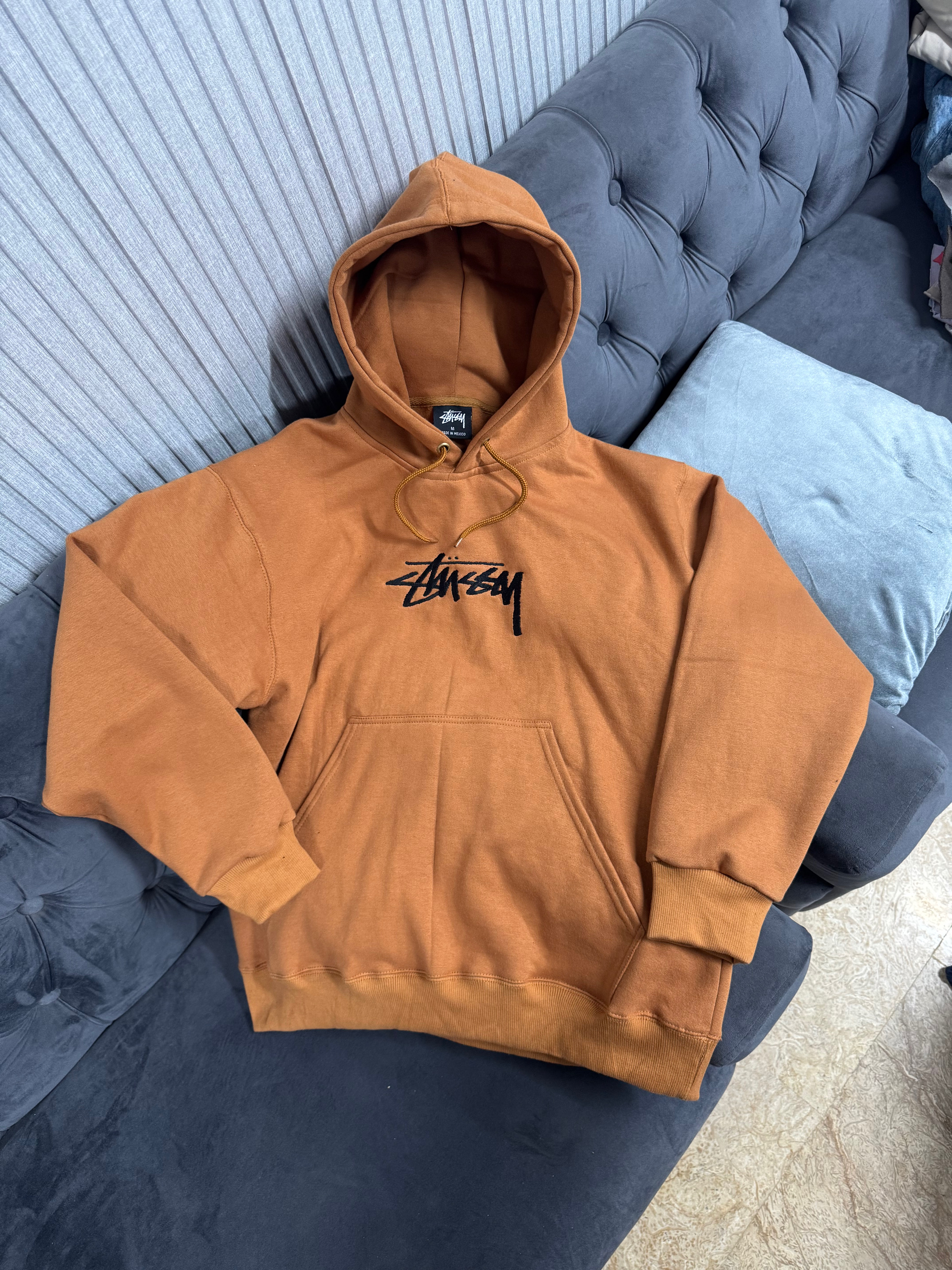 Rework style mustard stussy hoodies
