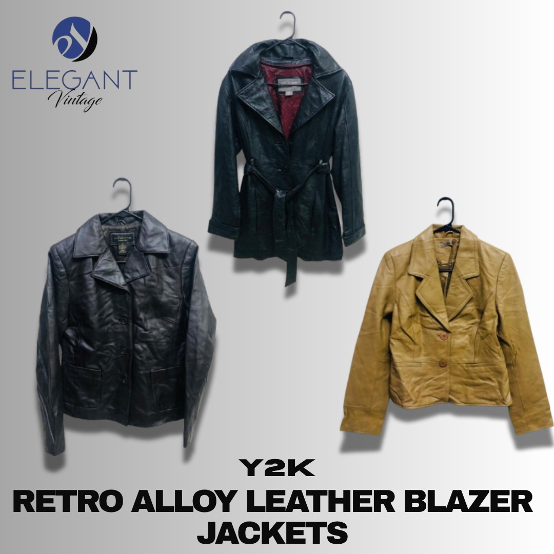 Y2K Retro Alloy Leather Blazer Jackets - EV1219