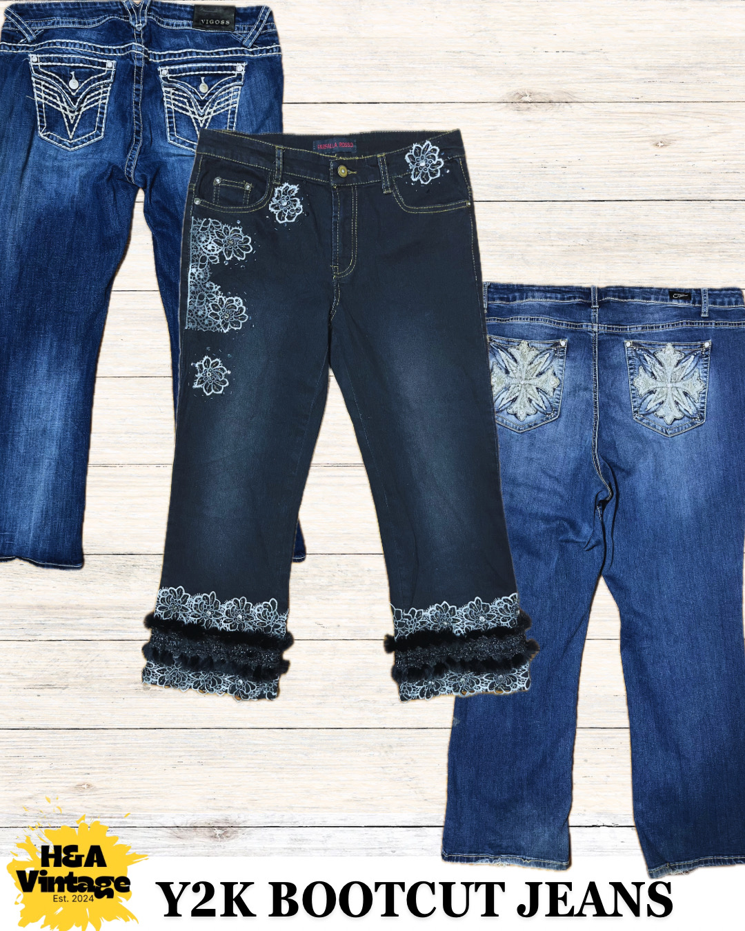 Y2K EMBROIDERED OR EMBELLISHED BOOTCUT JEANS