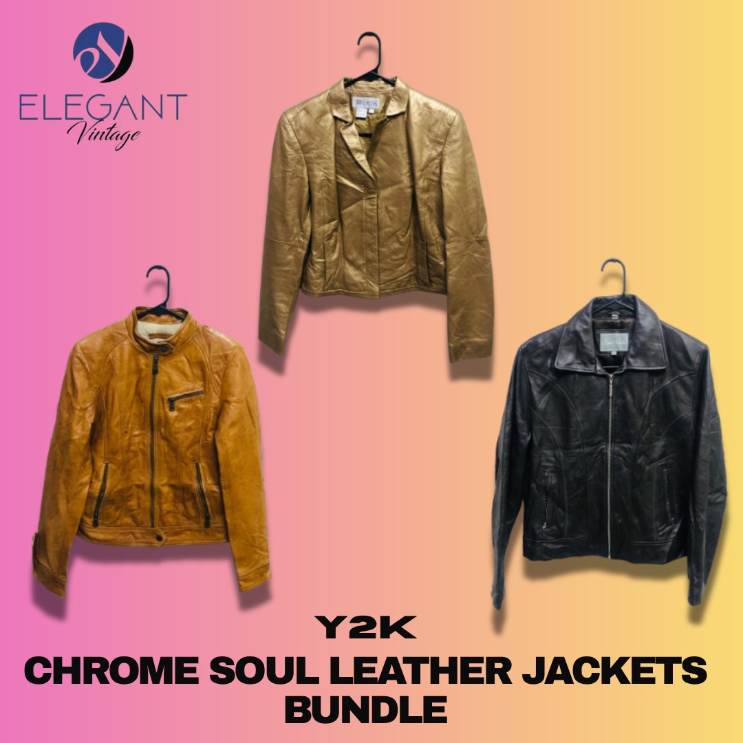 Y2Kクロームソウルレザージャケットバンドル - EV1235