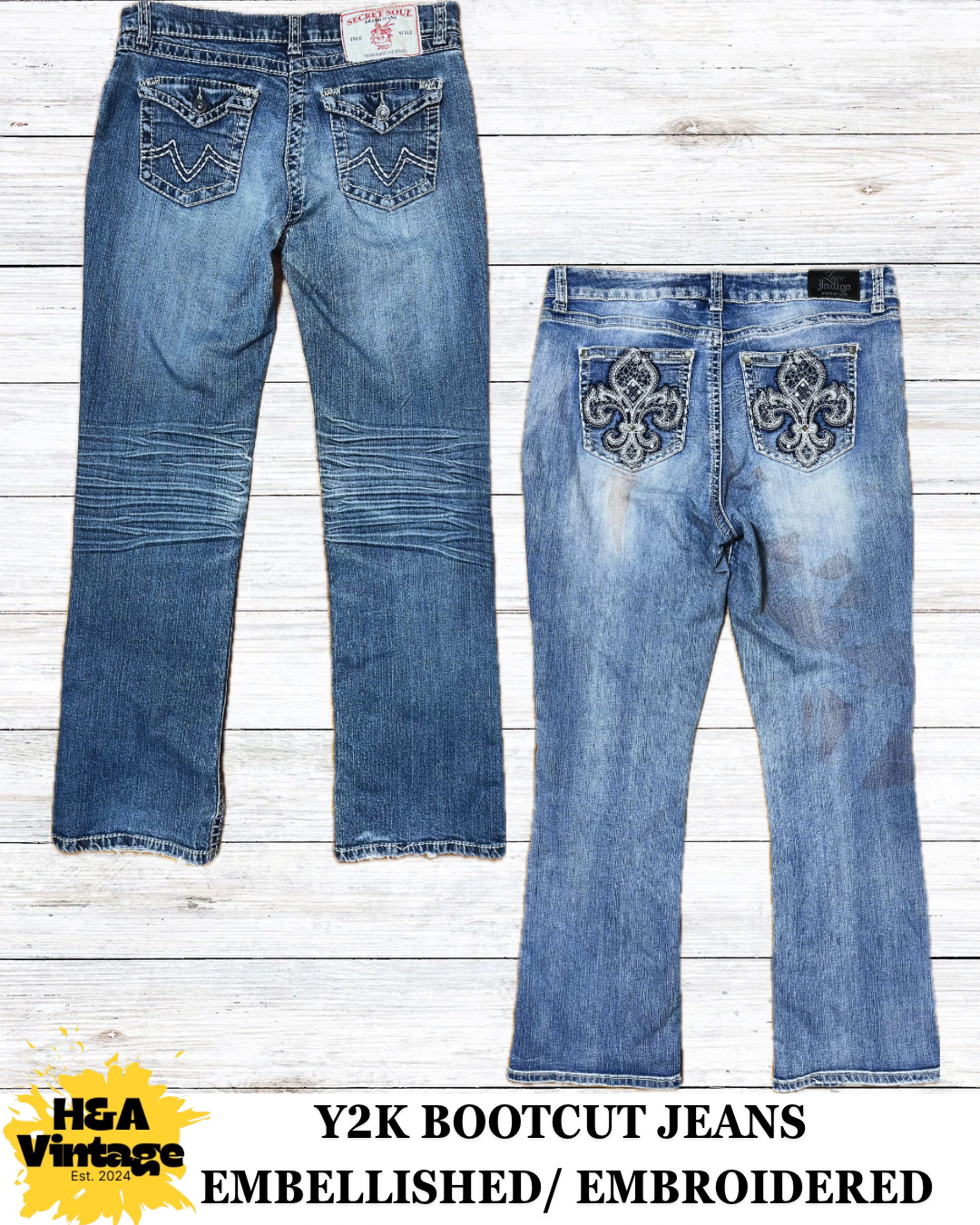 JEANS BOOTCUT BRODÉS OU EMBELLIS Y2K