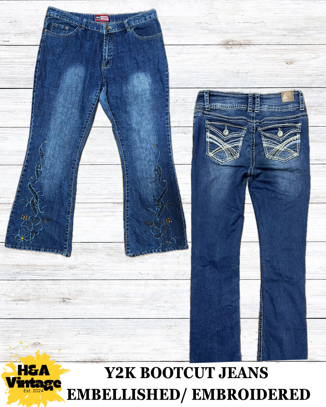 JEANS BOOTCUT BRODÉS OU EMBELLIS Y2K