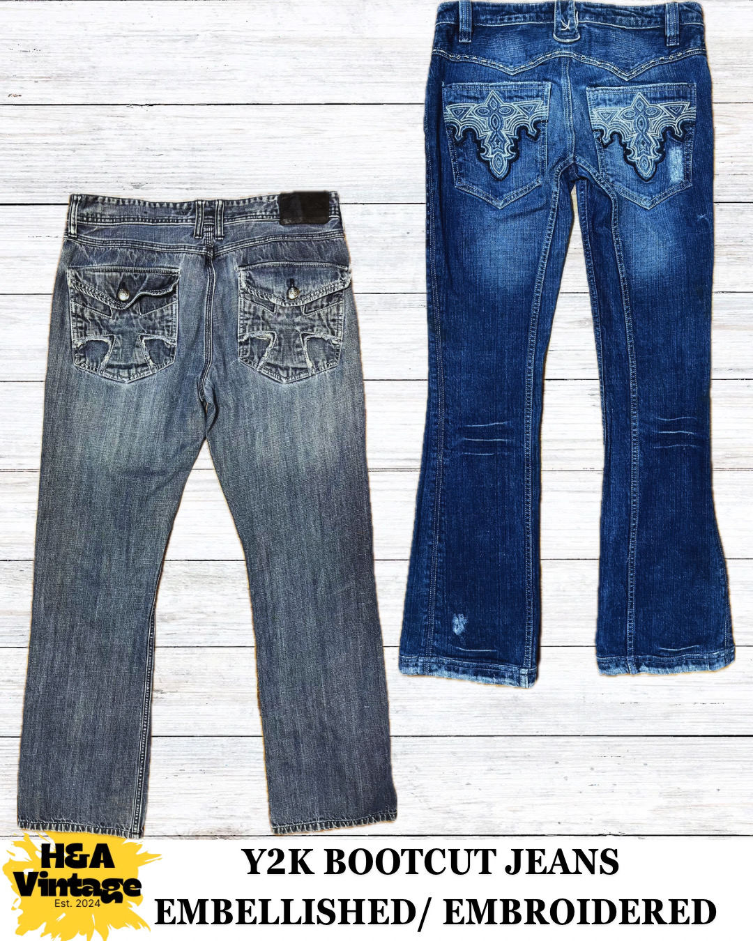 JEANS BOOTCUT BRODÉS OU EMBELLIS Y2K