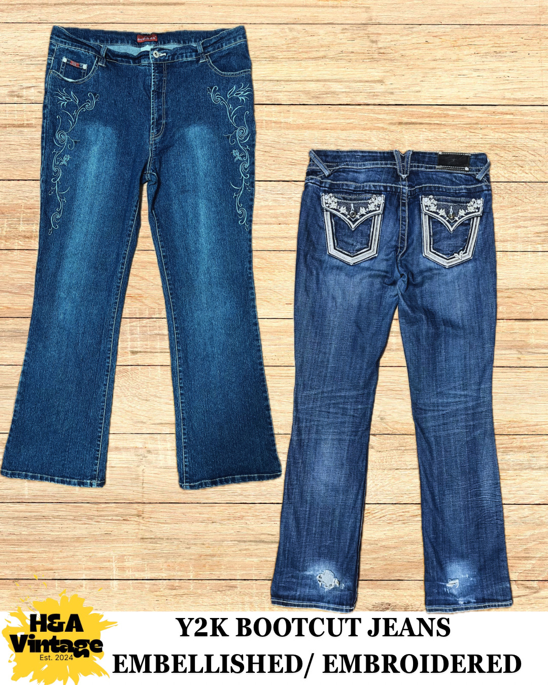 JEANS BOOTCUT BRODÉS OU DÉCORÉS Y2K