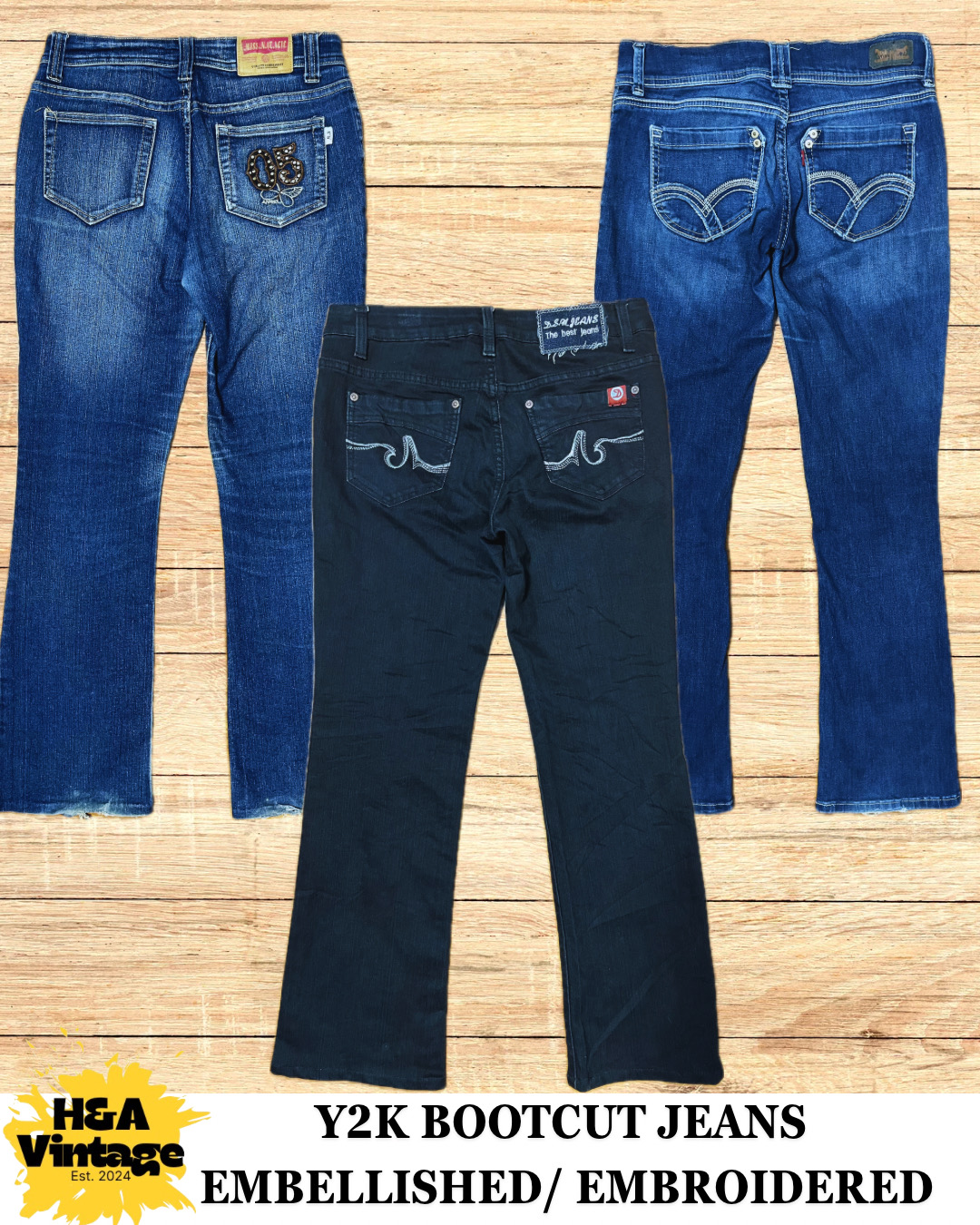JEANS BOOTCUT BRODÉS OU EMBELLIS Y2K
