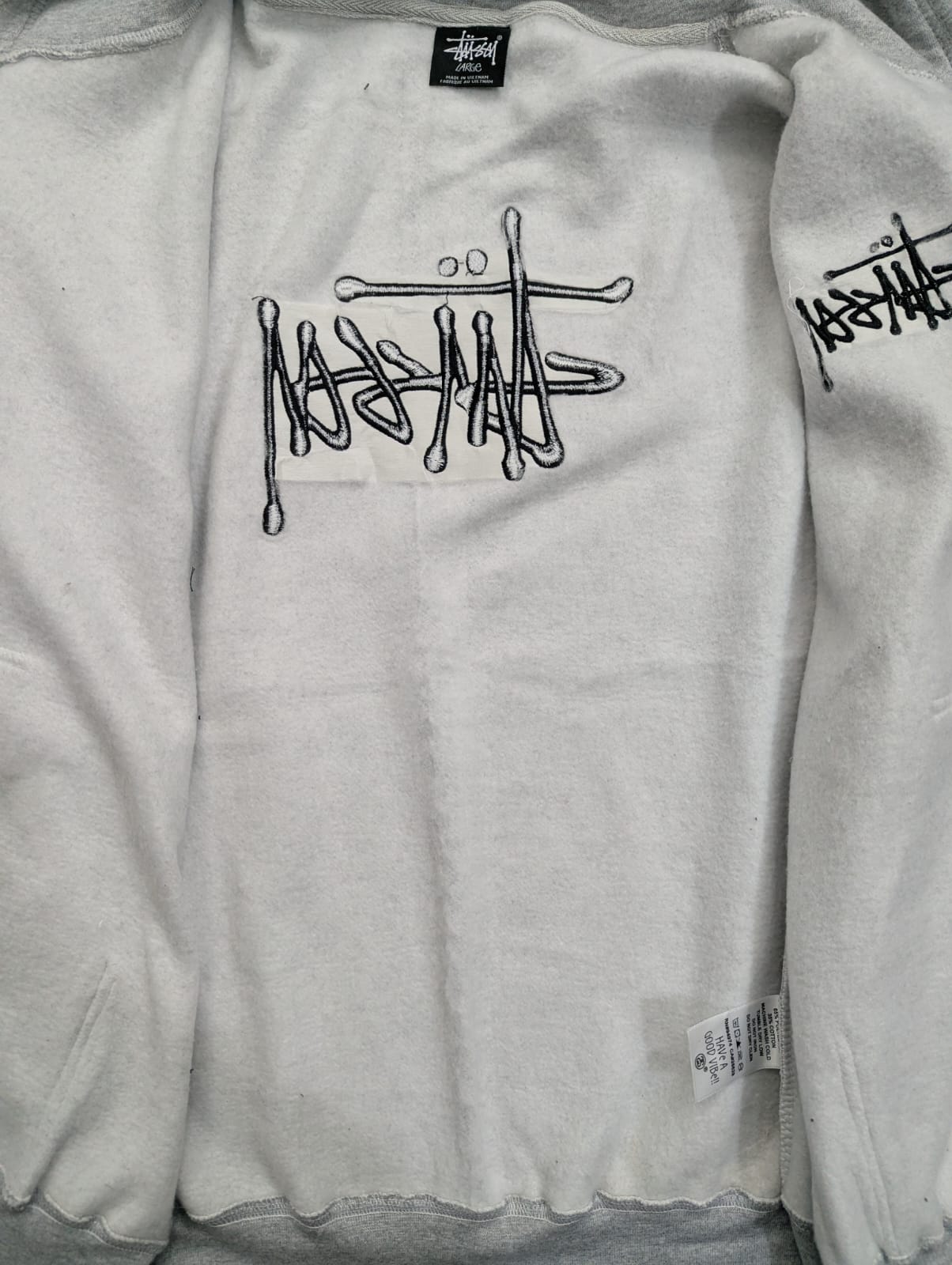 Stussy Embroidered Grey Rework Style Zipper Hoodies