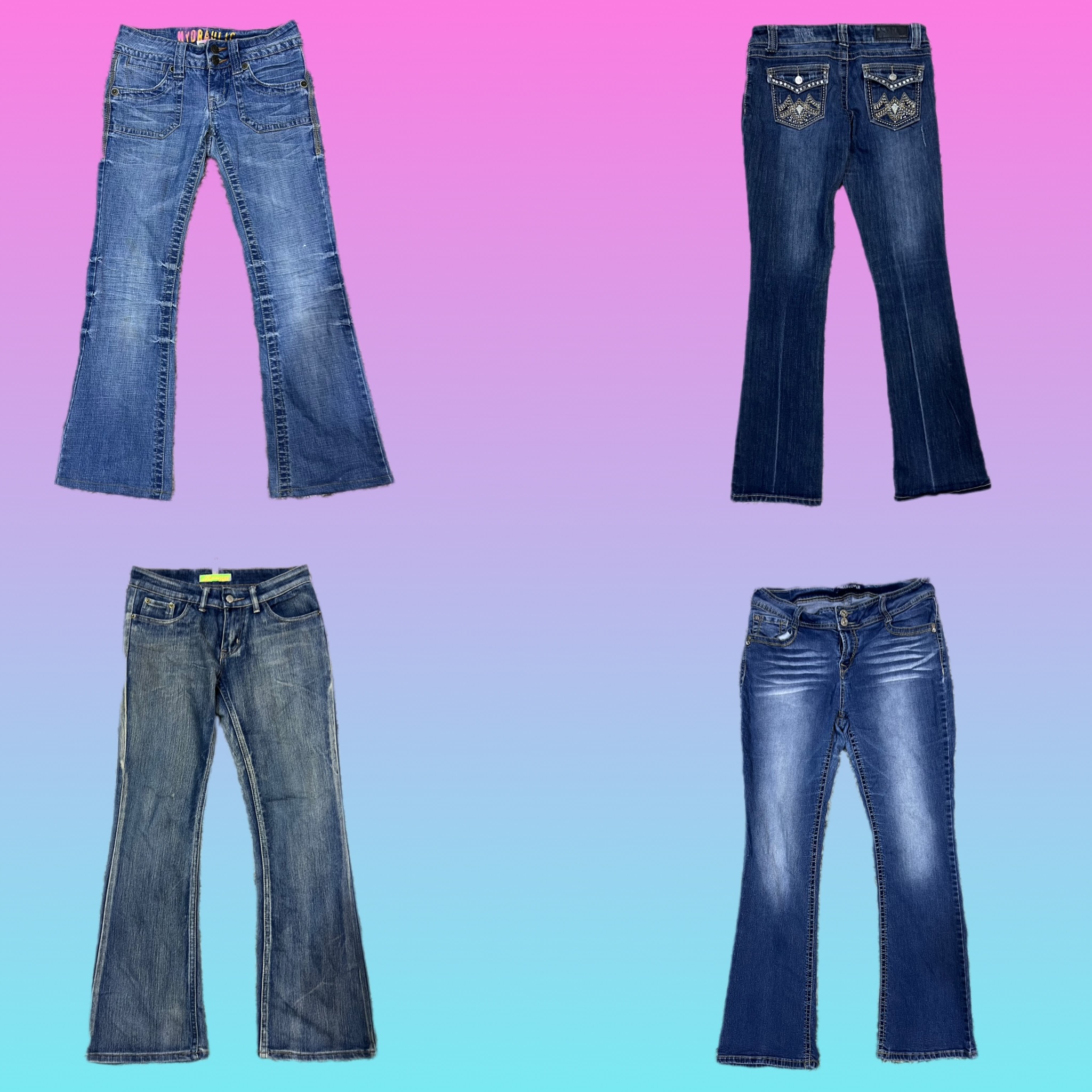 Jeans acampanados de mezclilla Y2K (TH-068)