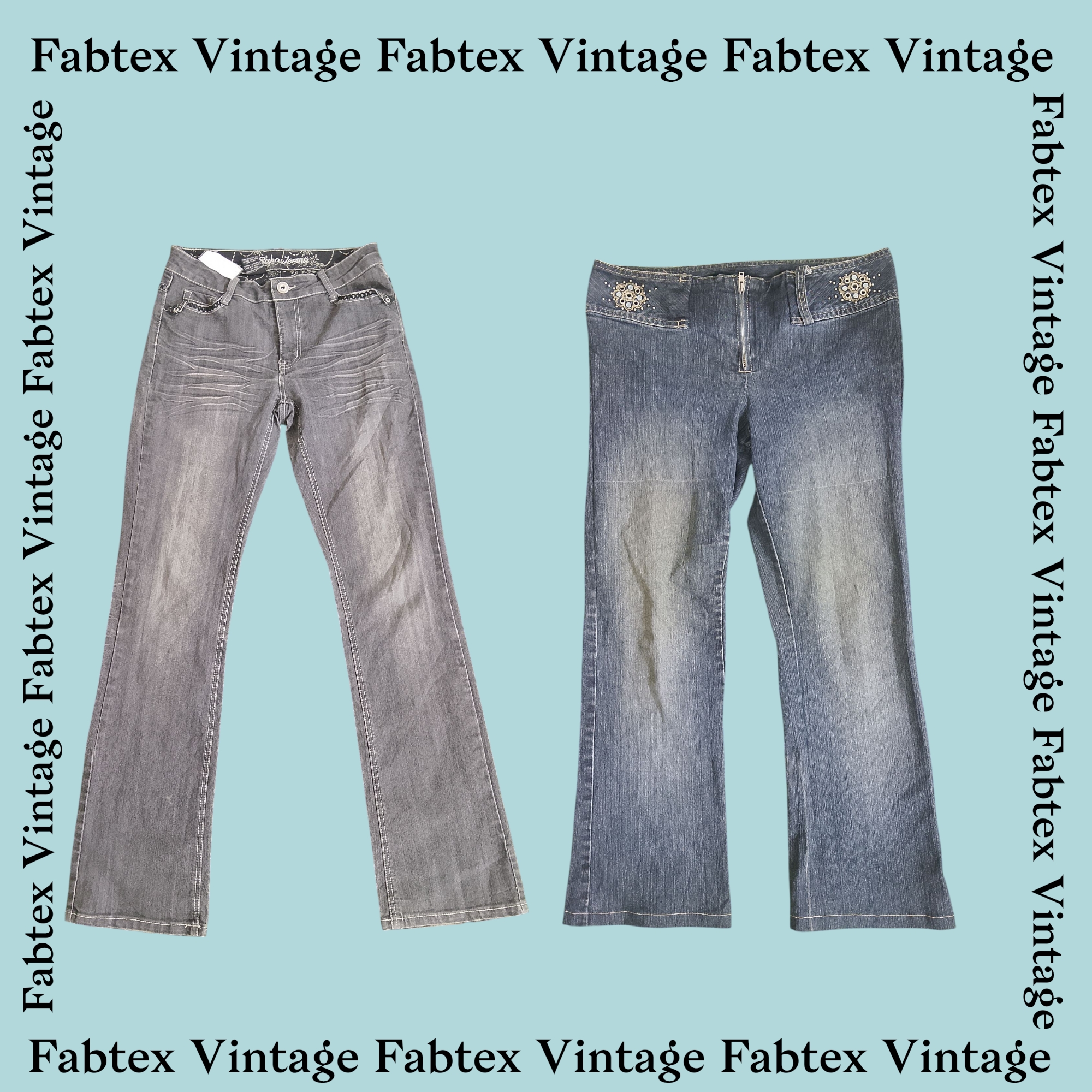 (FV-410) Y2K フレア装飾ジーンズ