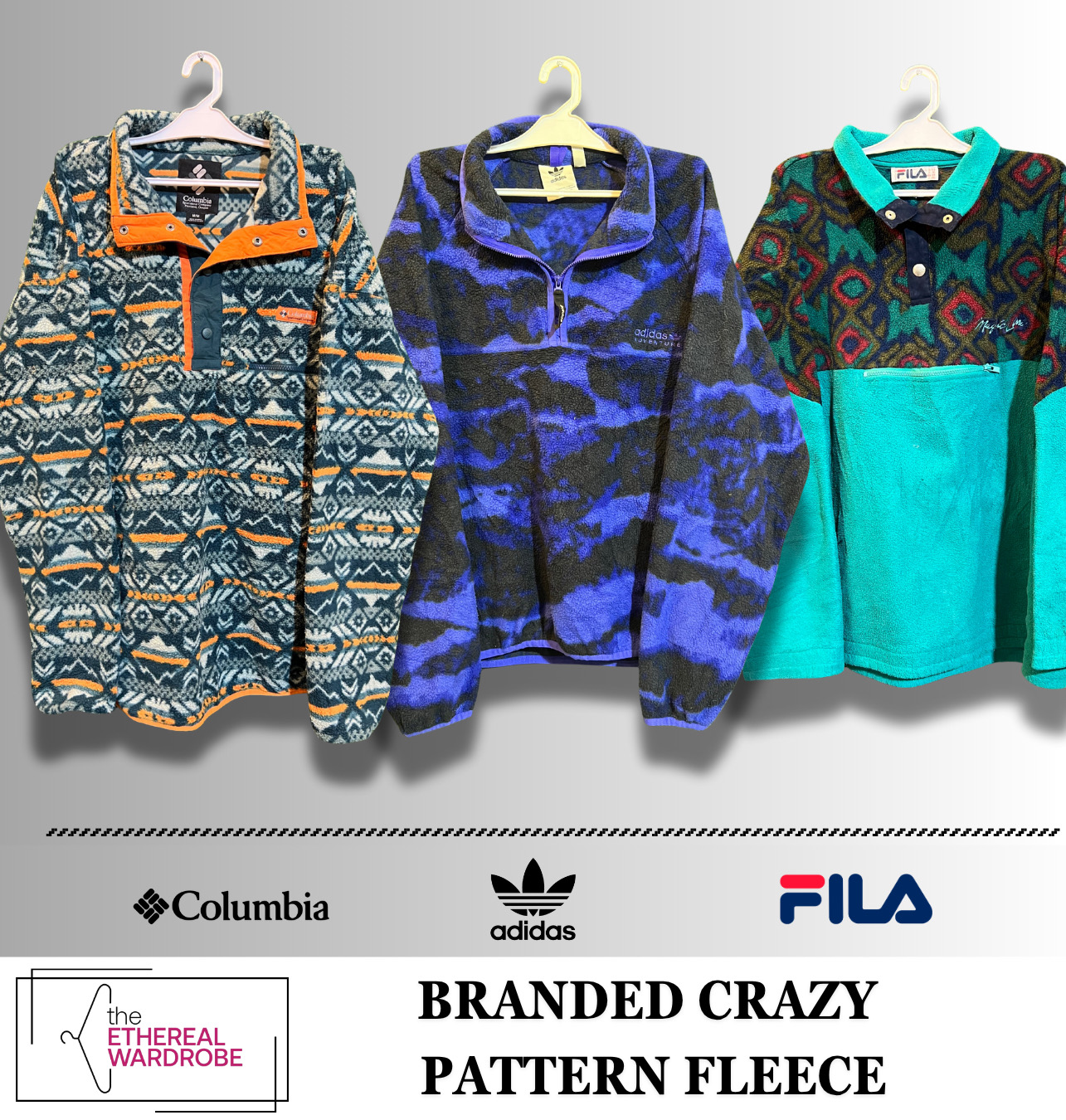 Branded Crazy Pattern Fleece including Adidas, Columbia and Fila