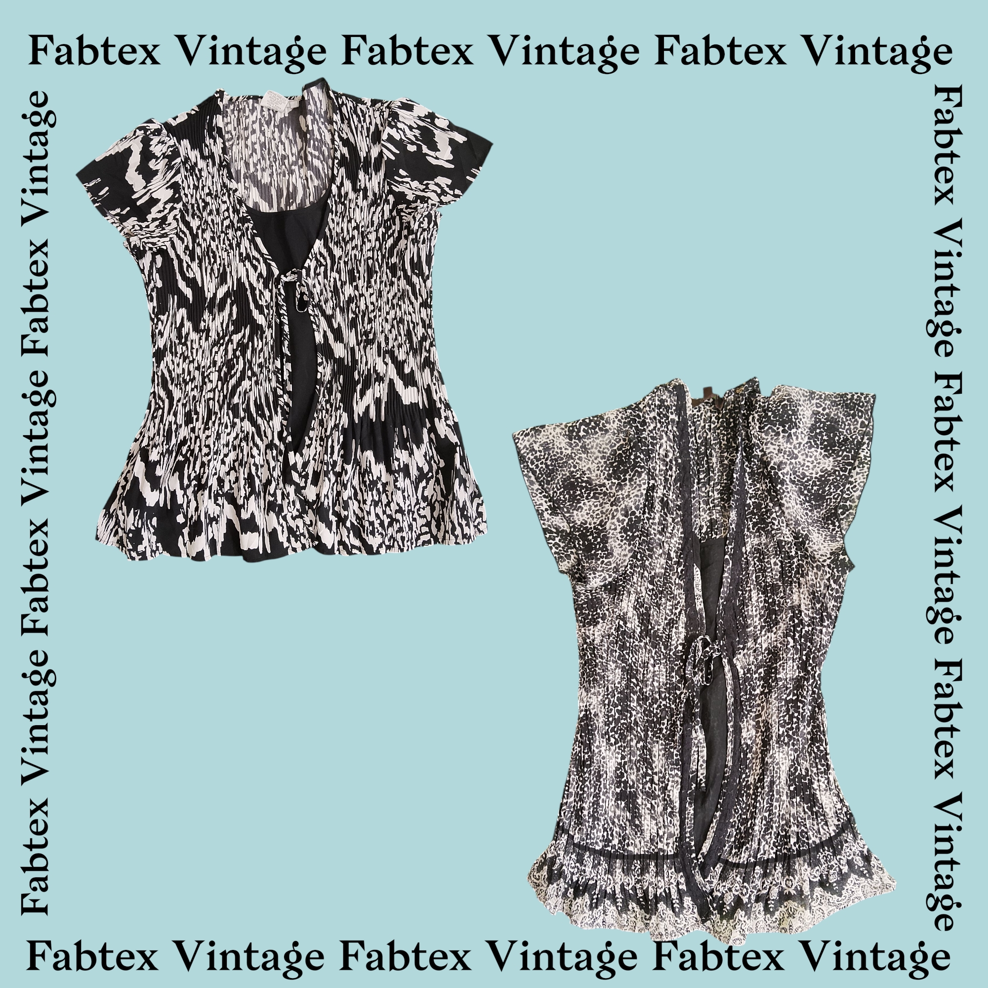 (FV-366) Y2K ブラック ホワイト エステティック プリント トップス