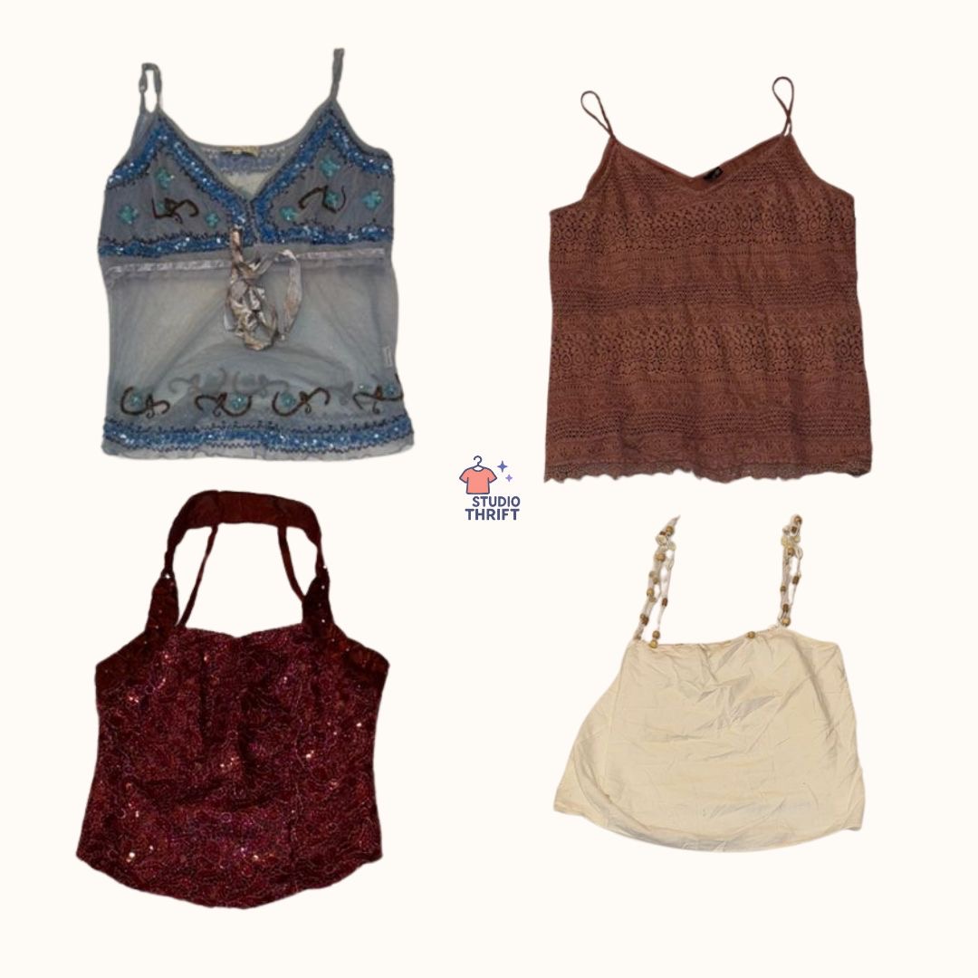 Y2K Cami Tops | Fairycore, Sequin & Boho Aesthetic